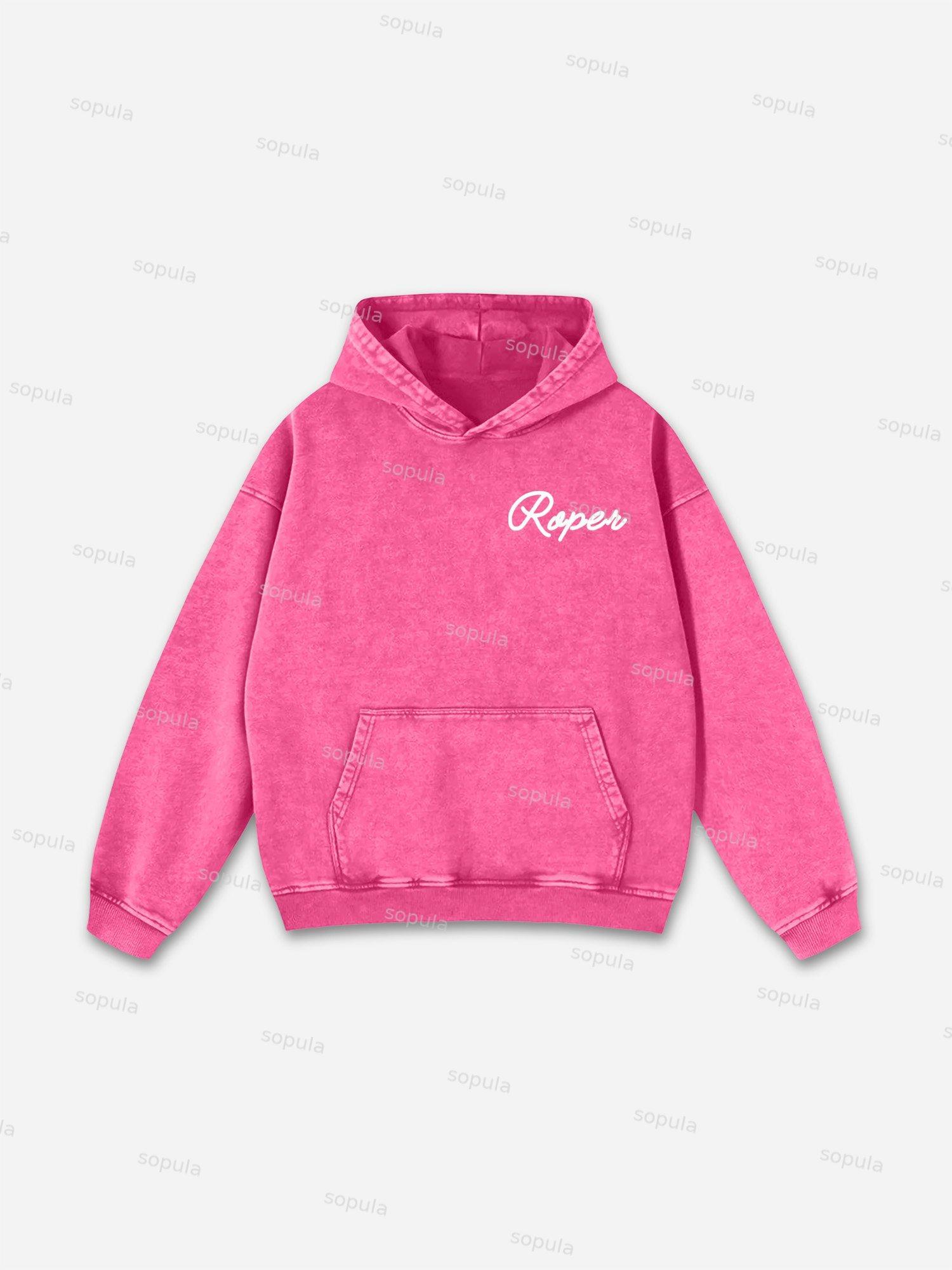 Rodeo Cowboy Stamp Print Washed Hoodie Product Image