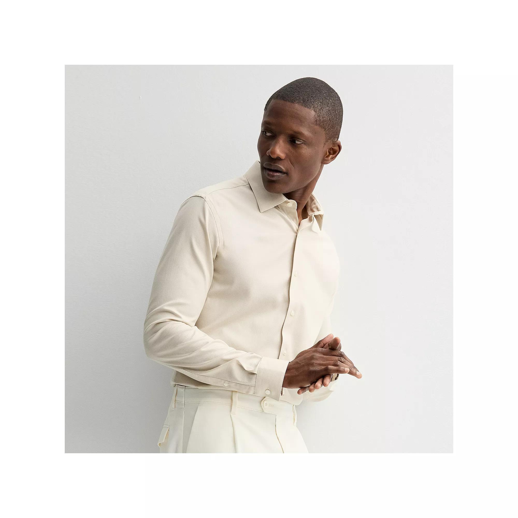 Men's Apt. 9® Premier Flex Slim-Fit Wrinkle Resistant Dress Shirt, Size: Large-32/33, Light Beige Dobby Product Image