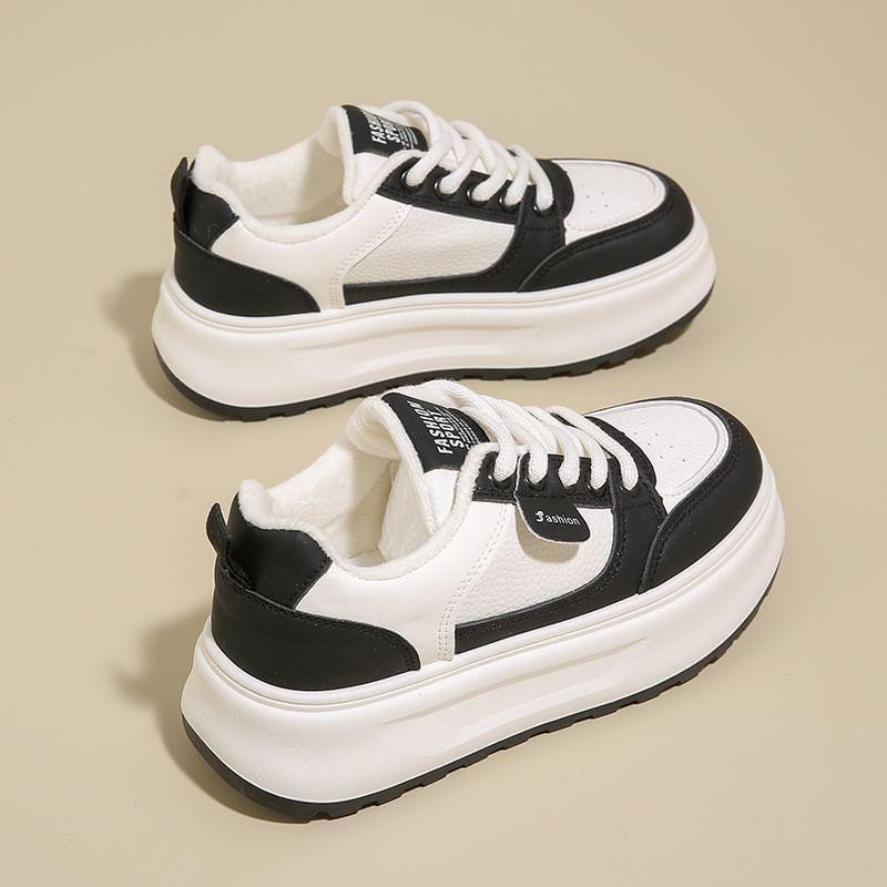 Platform Panel Fleece-Lined Sneakers Product Image