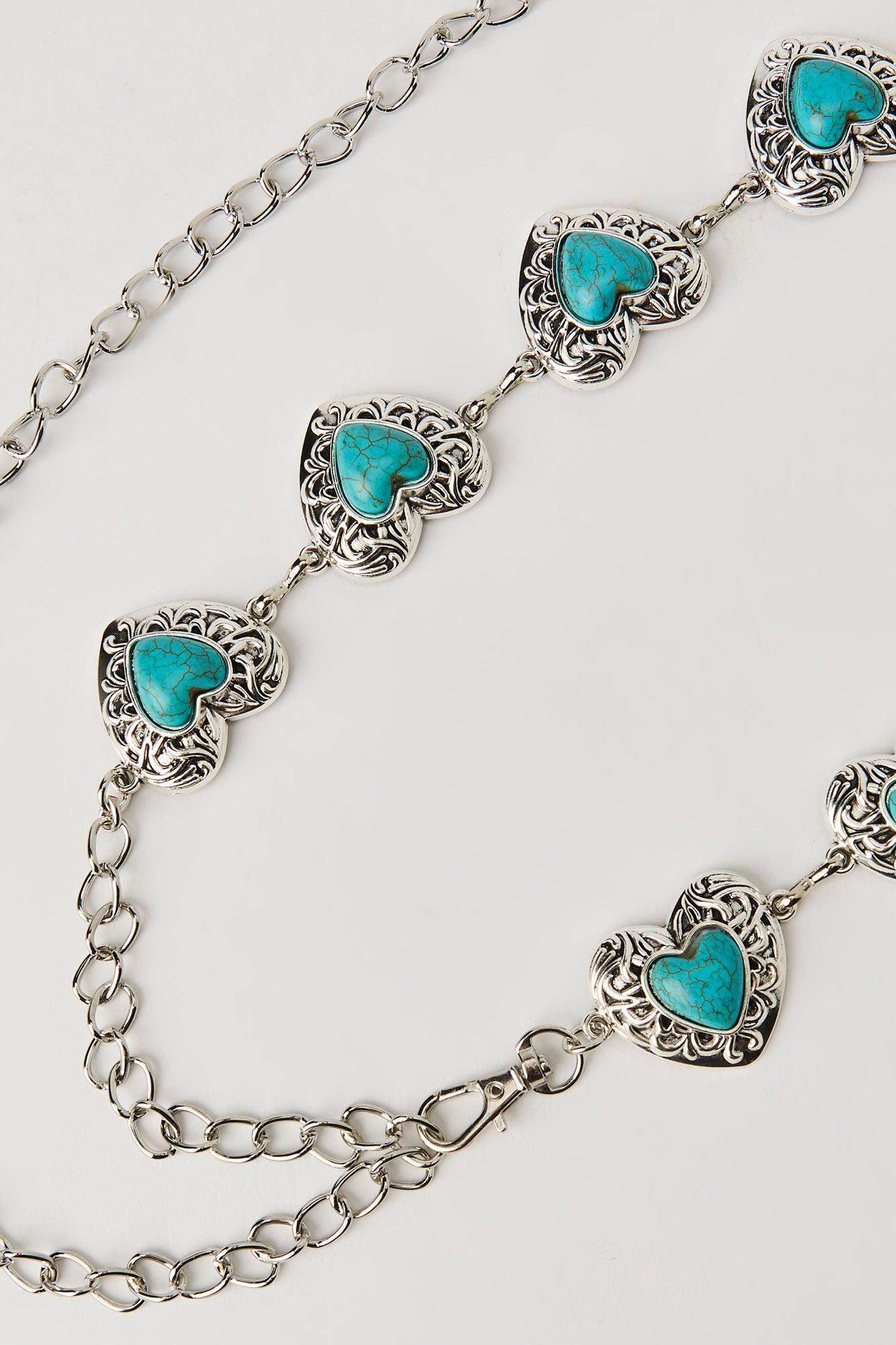Blue Stone Heart Chain Belt Female Product Image