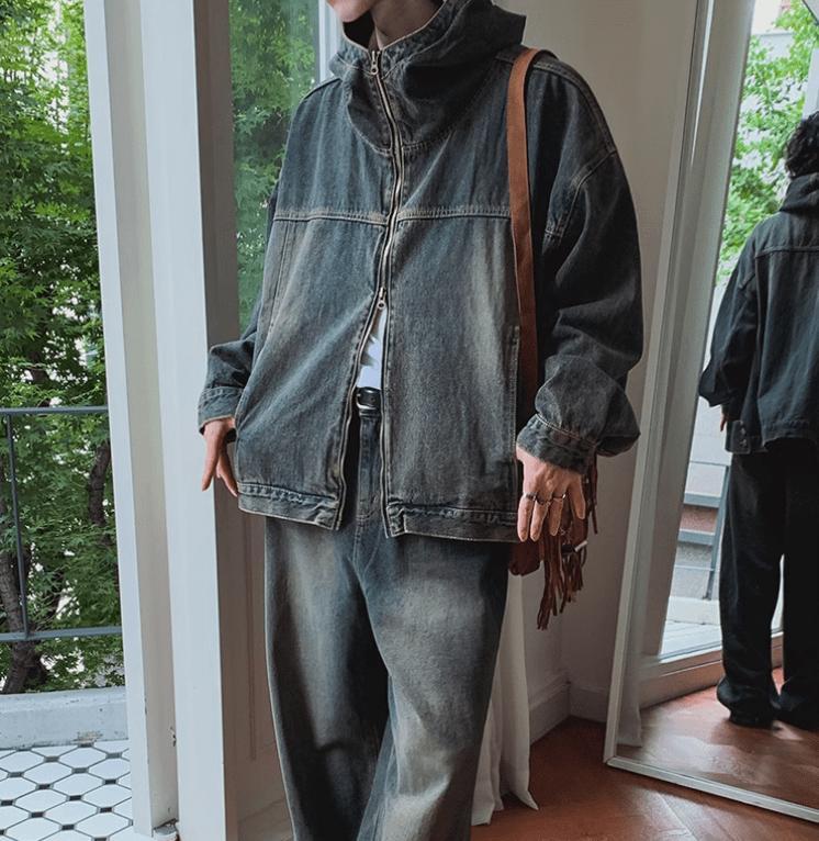 RT No. 11211 BLUE HOODED DENIM JK & RELAX JEANS Product Image