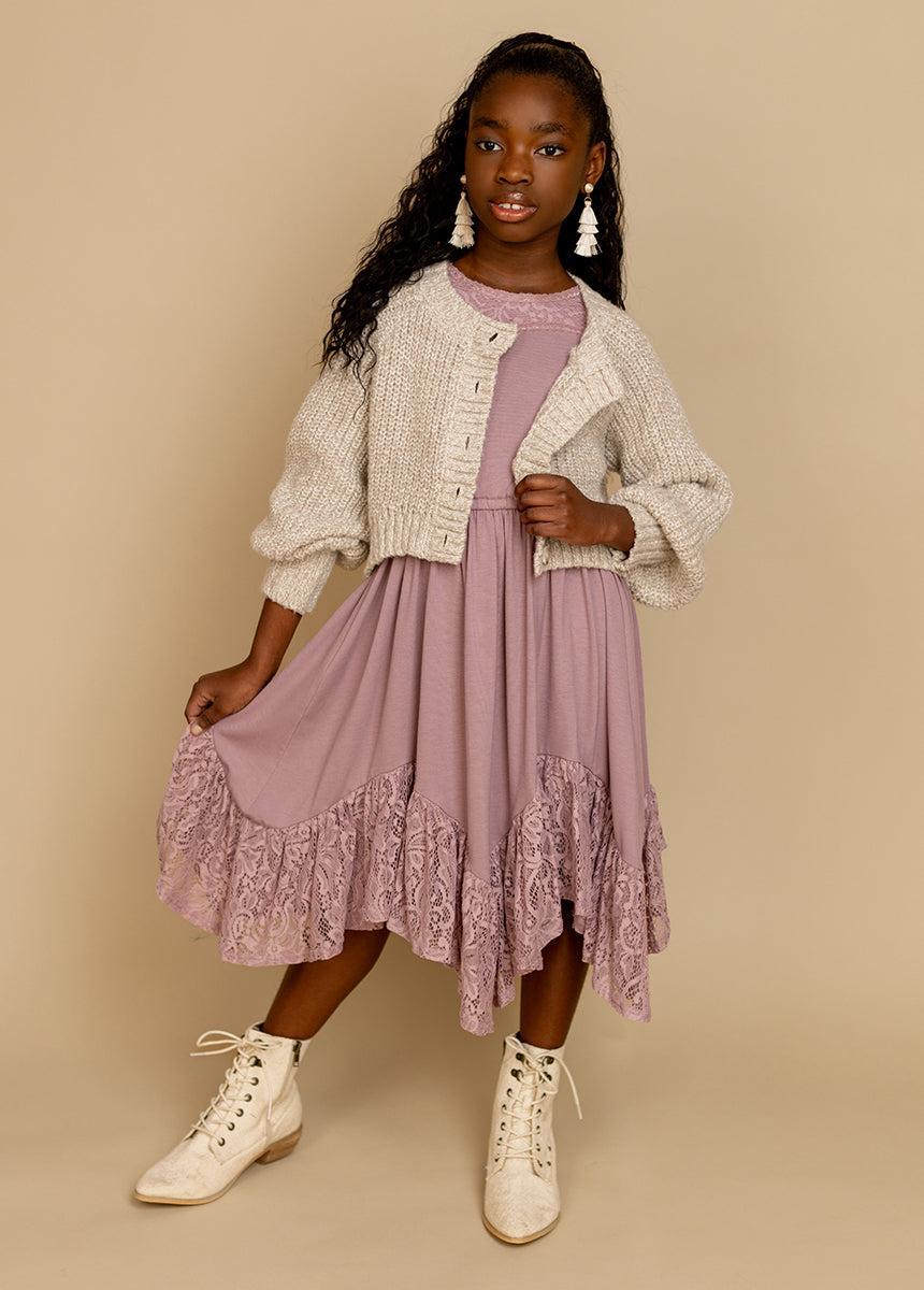 Nemia Dress in Dusty Mauve Girls Product Image
