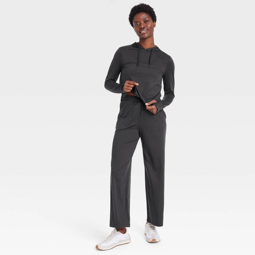 Women's Soft Stretch High-Rise Wide Leg Pants - All In Motion™ Heathered Black XS Product Image