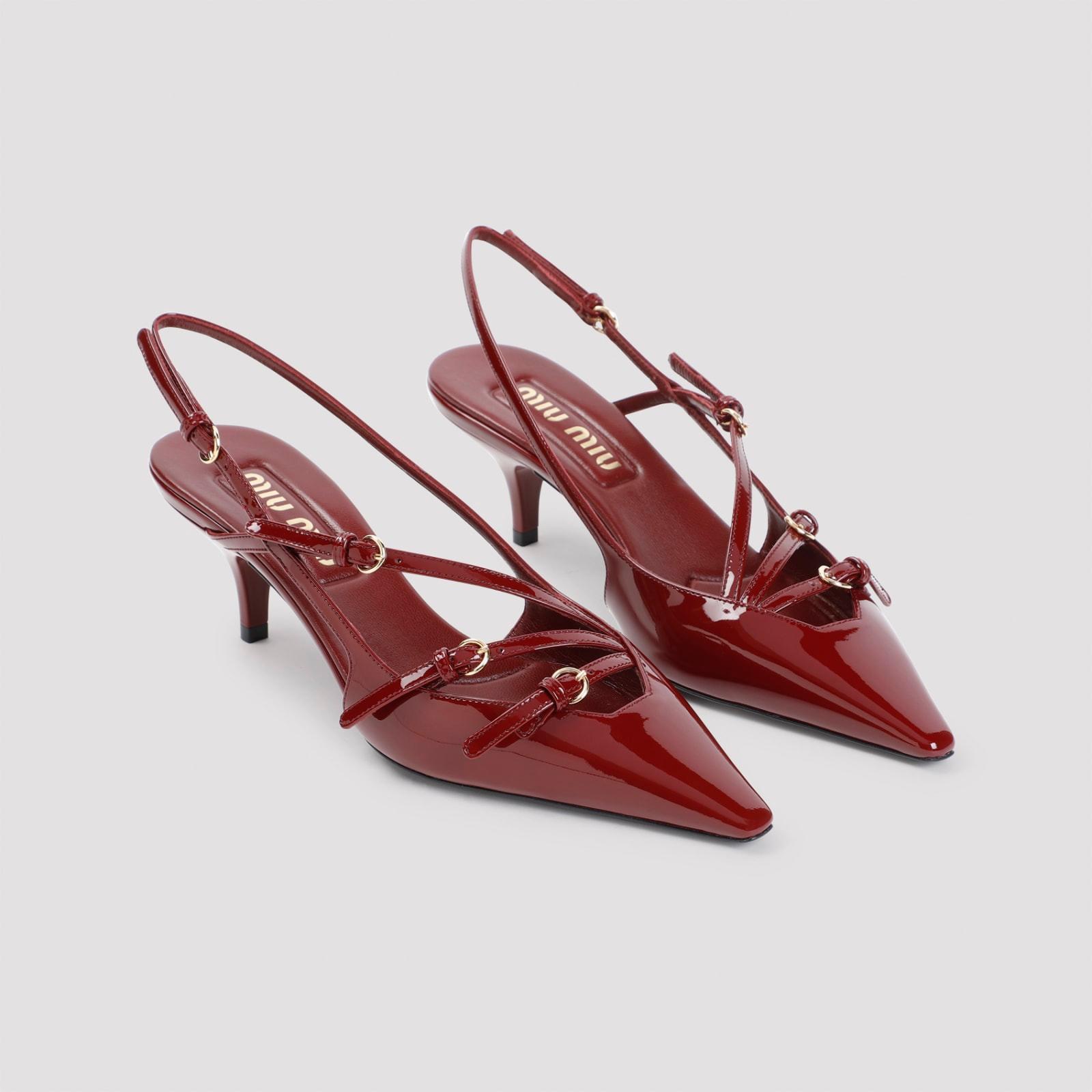 MIU MIU Slingback Deep Purple In Patent Leather With Buckles Women In Burgundy Product Image