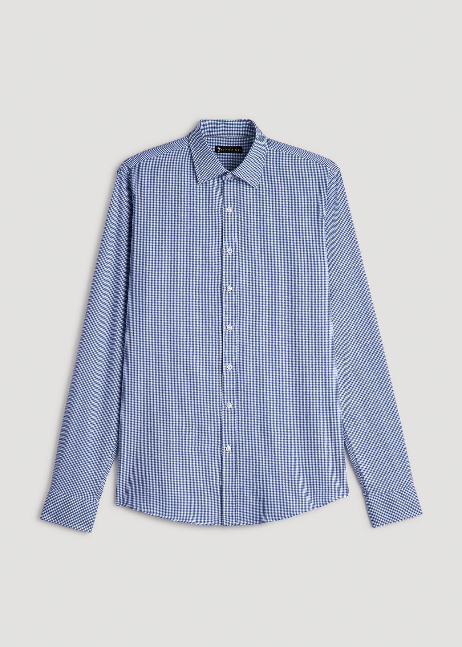 Oskar Button-Up Dress Shirt for Tall Men in Cobalt Mini Check Product Image