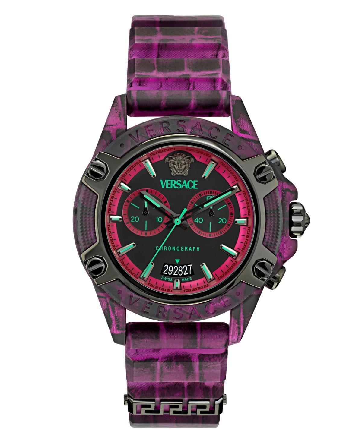 Versace Unisex Icon Active Chronograph Purple Silicone Strap Watch Product Image