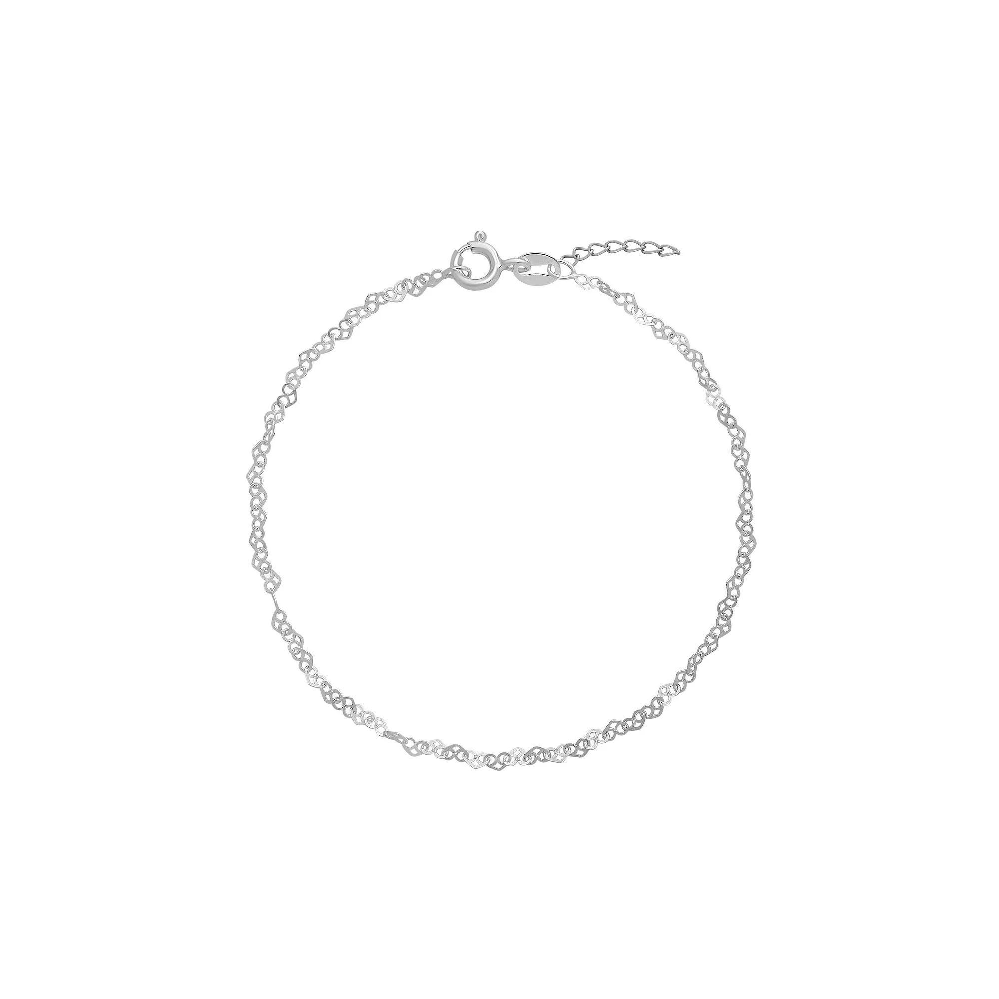 PRIMROSE Sterling Silver Heart Link Anklet, Womens Product Image