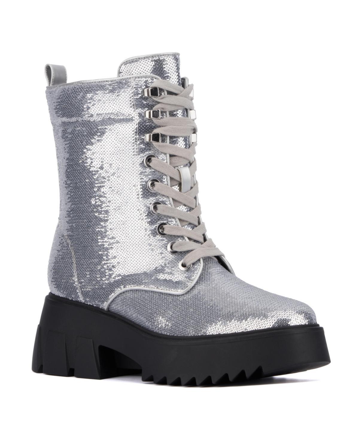 Fashion To Figure Odessa Women's Sequin Boots- Wide Width, Size: 11 Wide, Silver Product Image