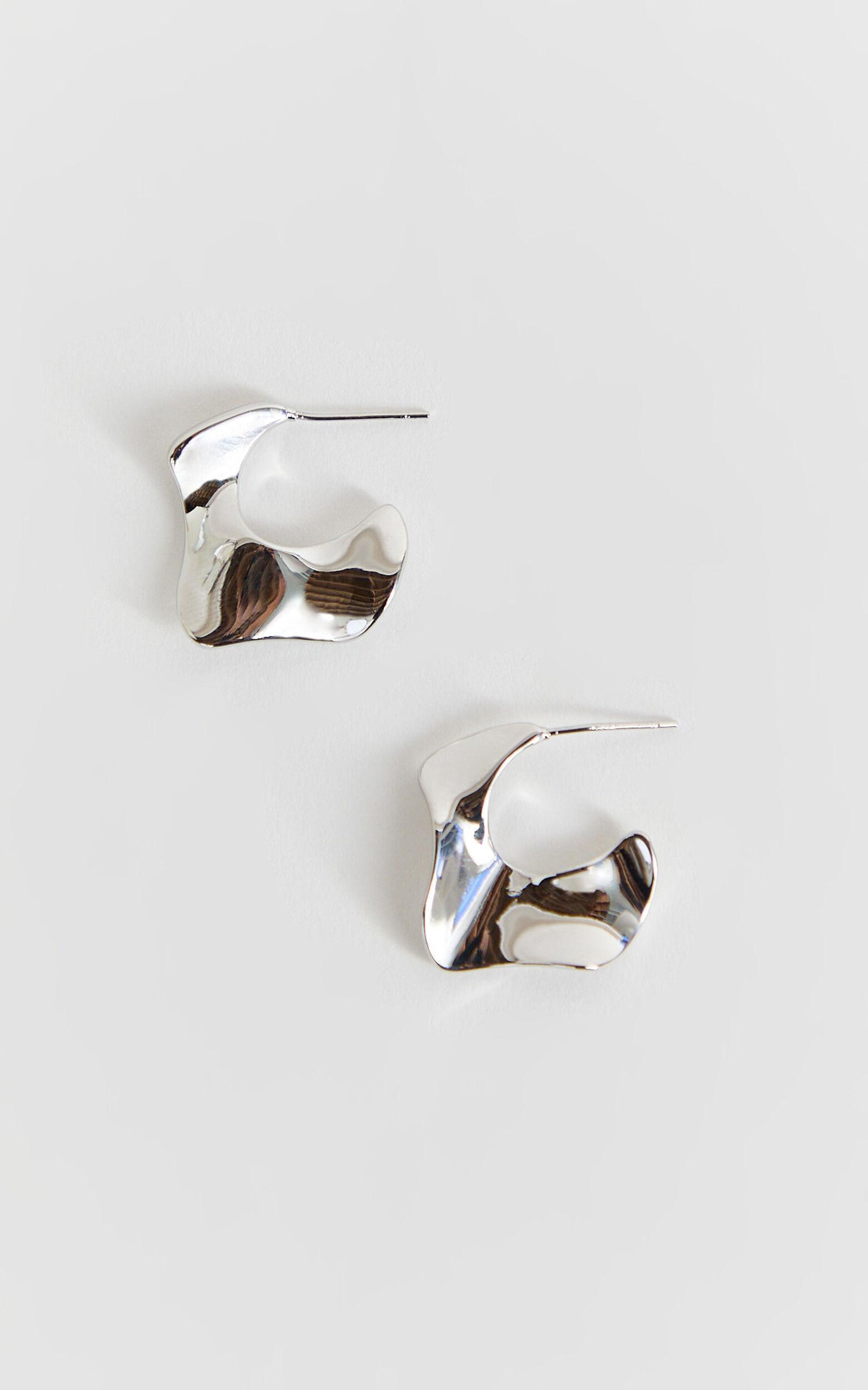 Remi Earrings - Hammered Hoop Earrings in Silver Product Image