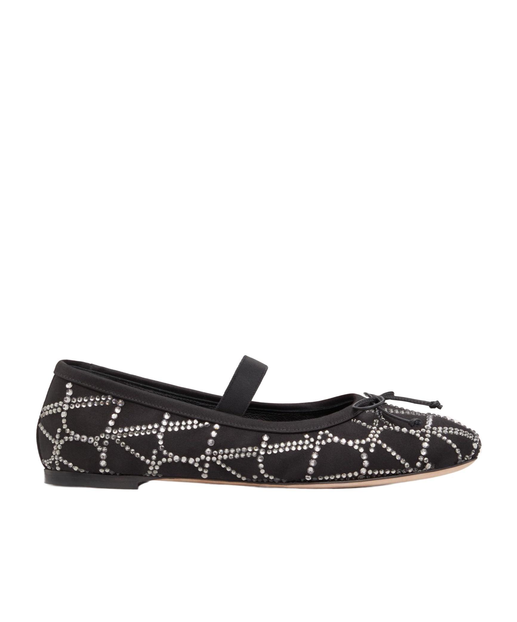 VALENTINO GARAVANI Crystal Studded Bow Ballerina Flats In Black Product Image