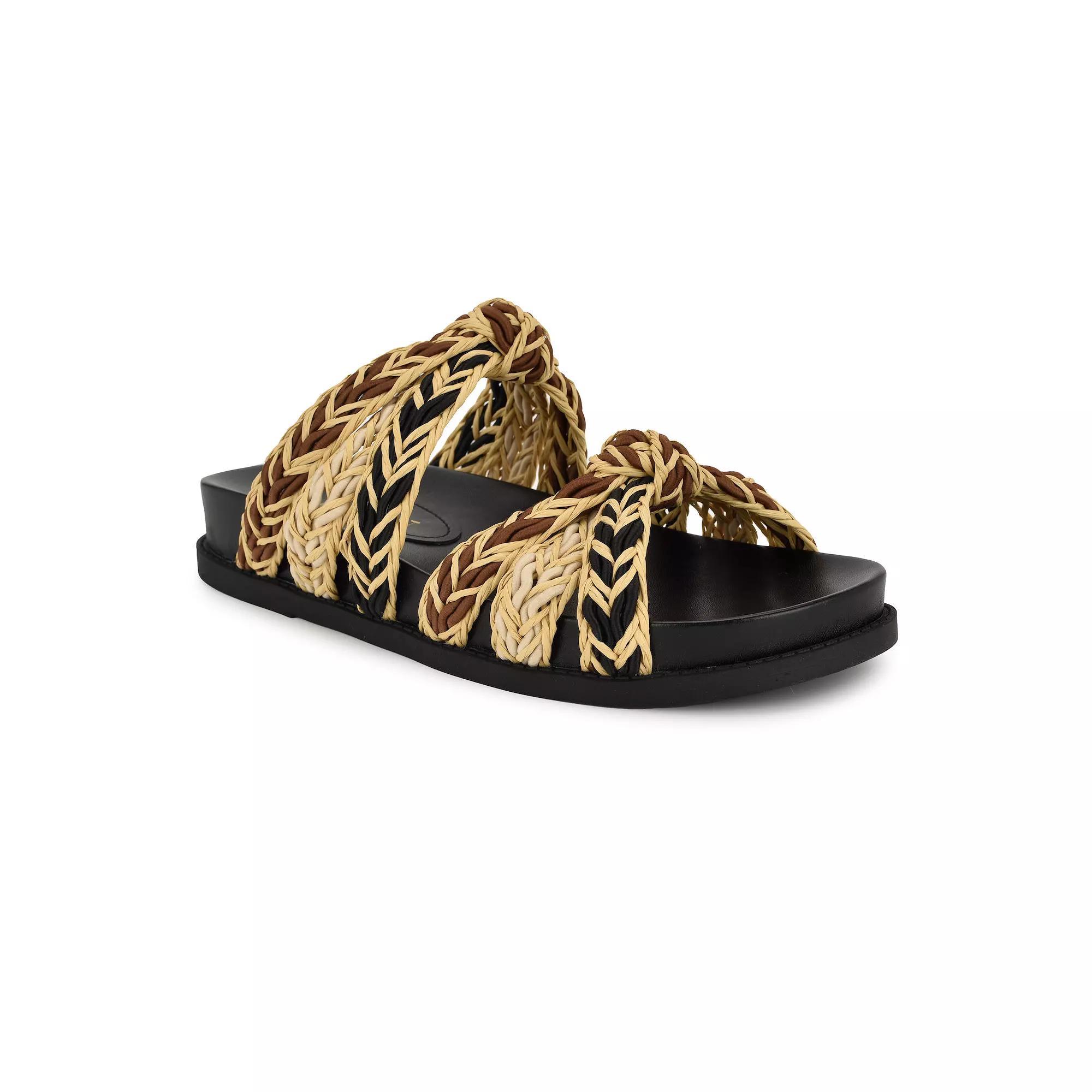 Nine West Women's Gilma Round Toe Casual Flat Sandals, Size: 12, Natural Team Product Image