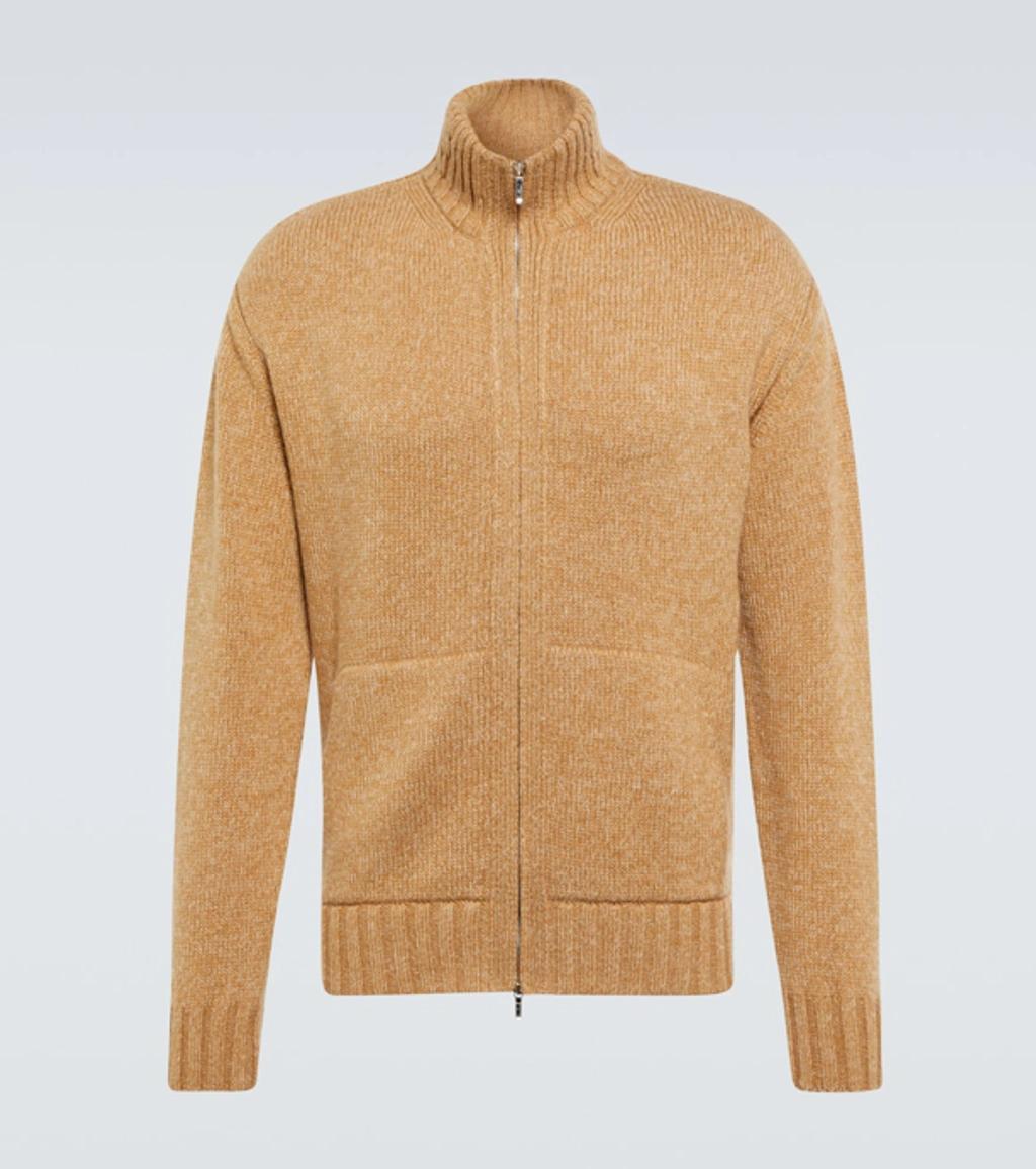 LORO PIANA Men's Cashmere Knit Full-zip Bomber Sweater In Neutrals Product Image