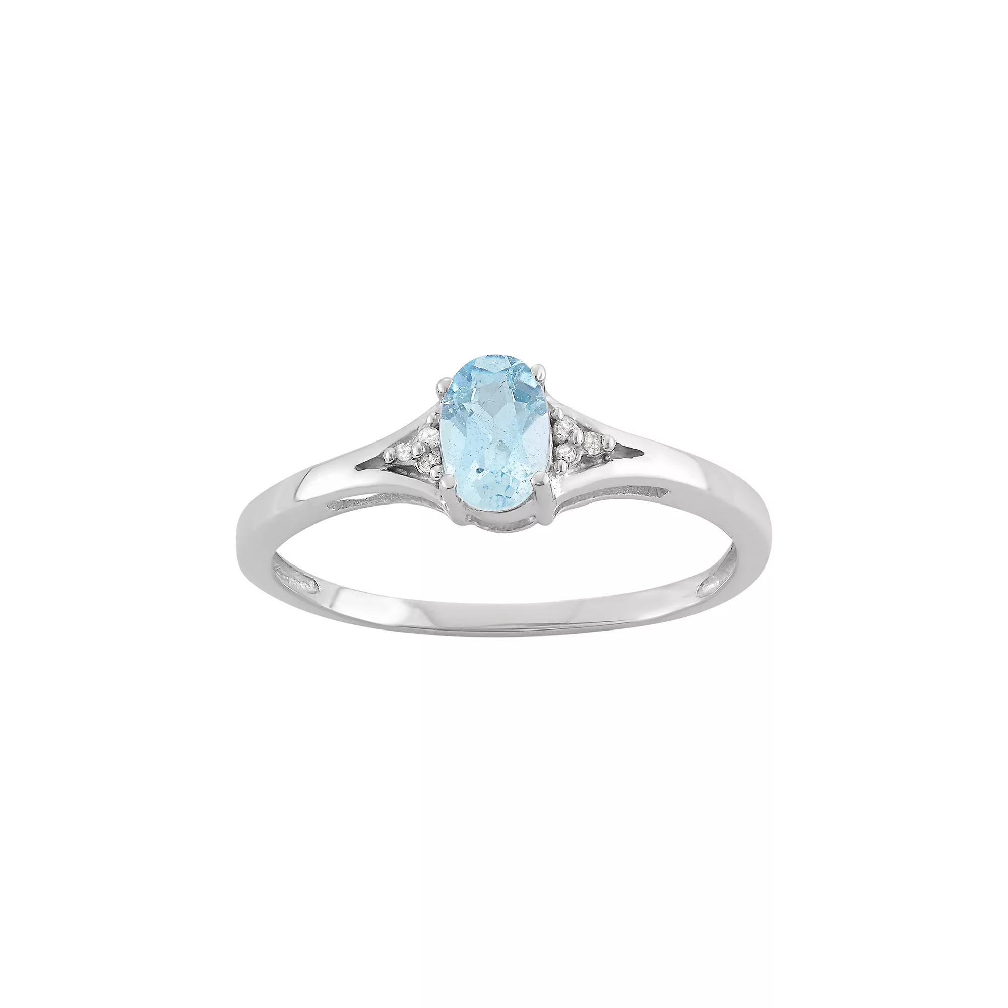 Jewelexcess Sky Blue Topaz & Diamond Accent Sterling Silver Ring, Women's, Size: 6 Product Image