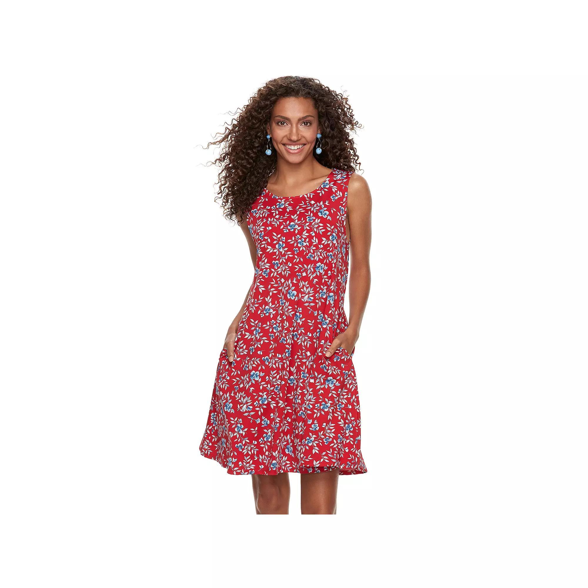 Women's Nina Leonard Floral Swing Dress, Size: Small, Blue Team Product Image