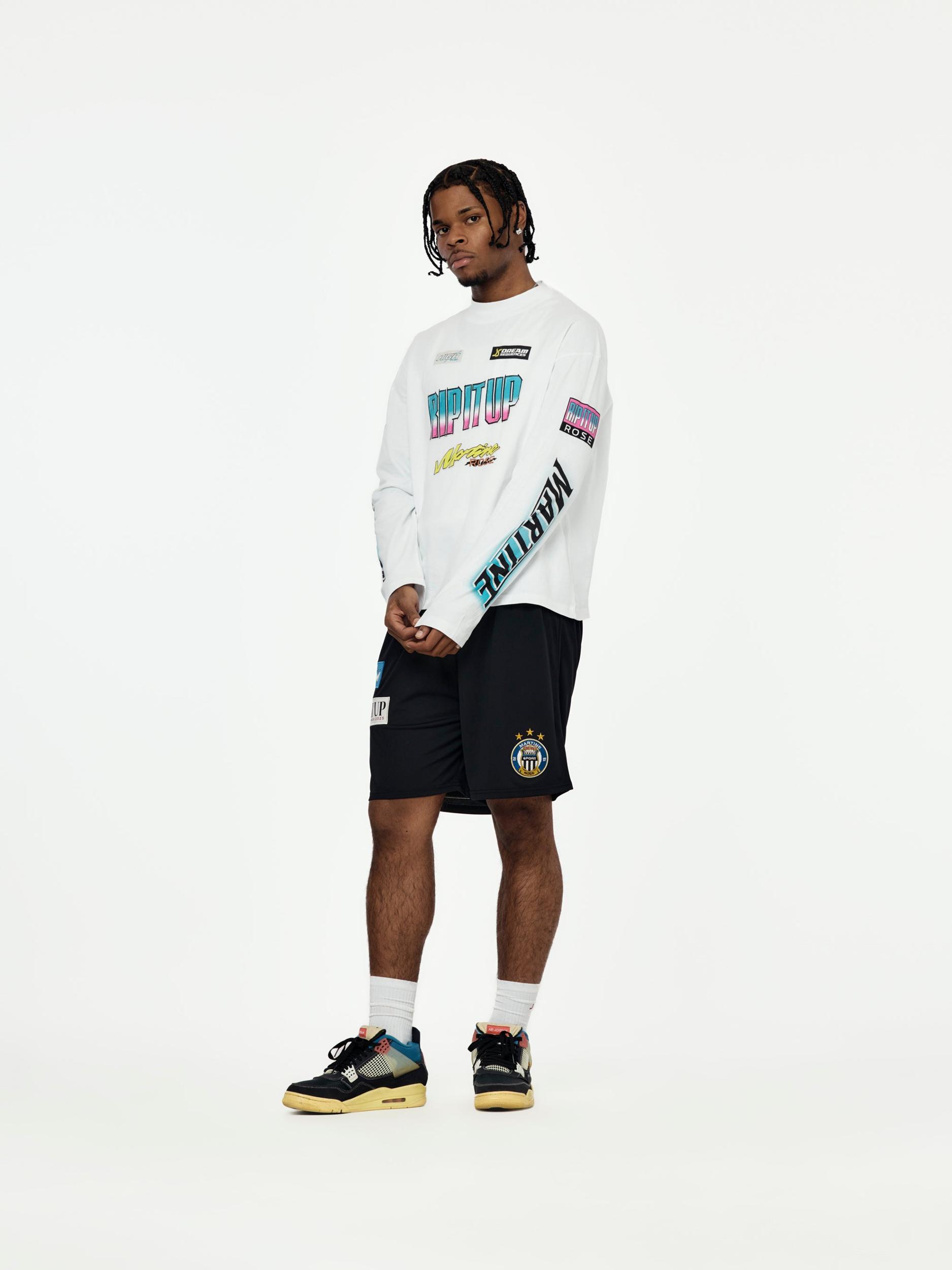 BMX Funnel Neck L/S T-Shirt (White) Product Image