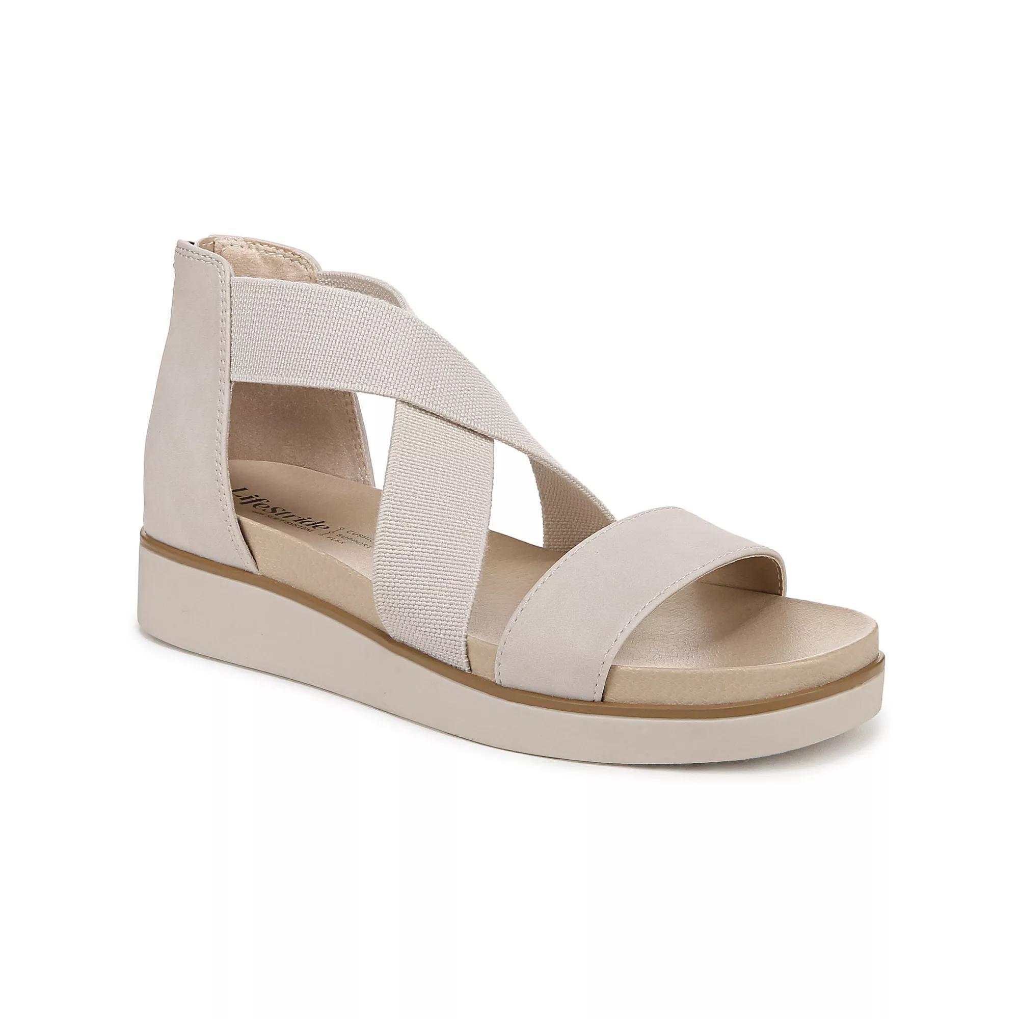 LifeStride Giselle Womens Strappy Platform Sandals Grey Product Image