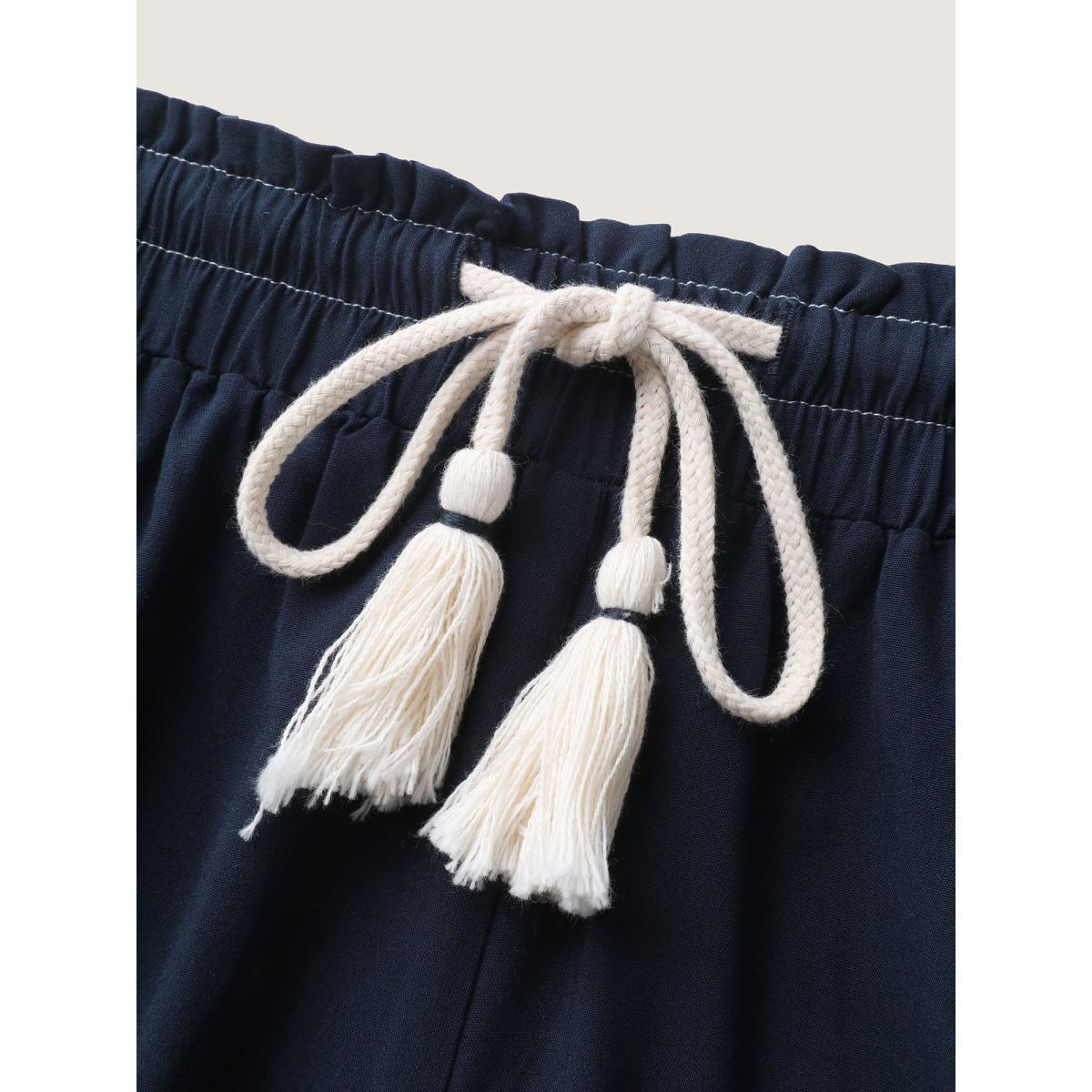 Plus Size Contrast Thread Detail Wide-Leg Pants Women Indigo Casual Loose Mid Rise Everyday-Casual Pants BloomChic 22-24/3X Product Image