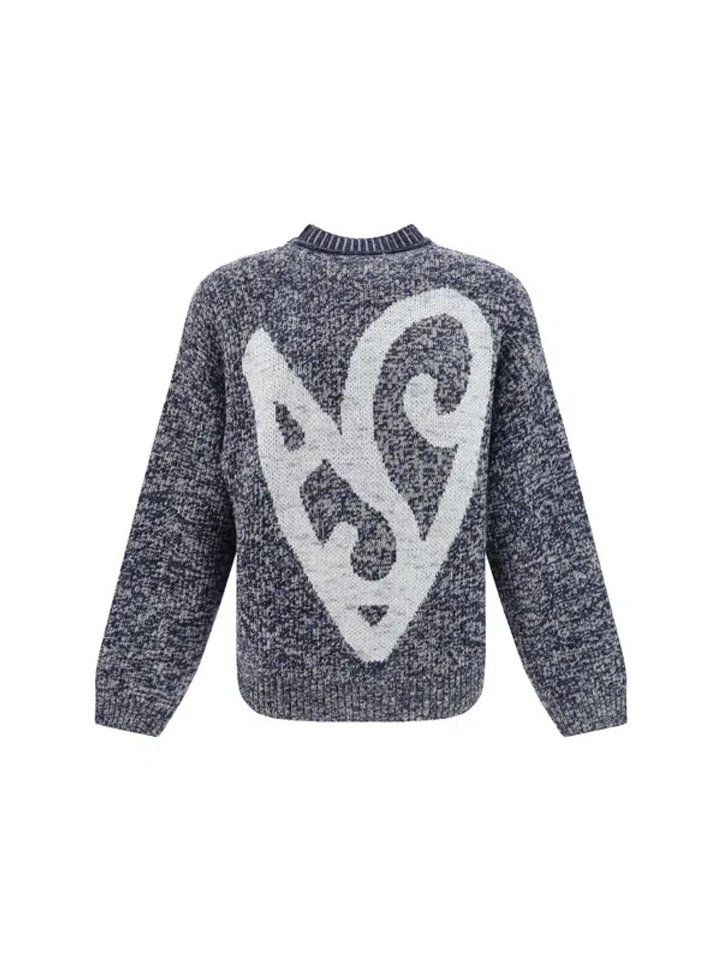 ACNE STUDIOS Intarsia Logo Marled Crewneck Sweater In Black Product Image