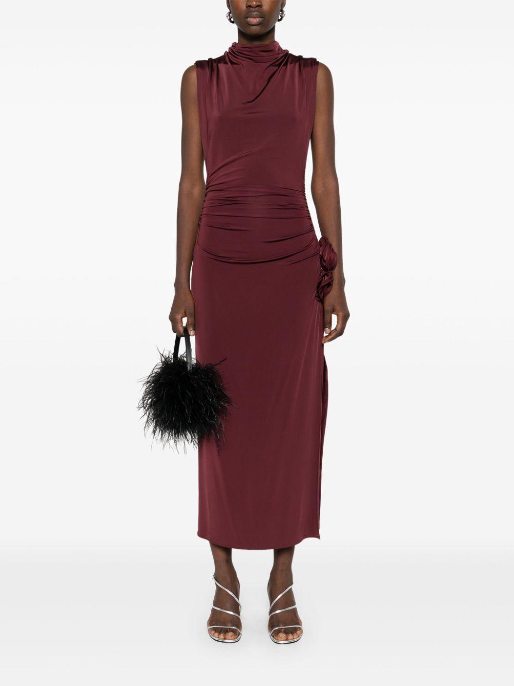 draped high-neck midi dress Product Image
