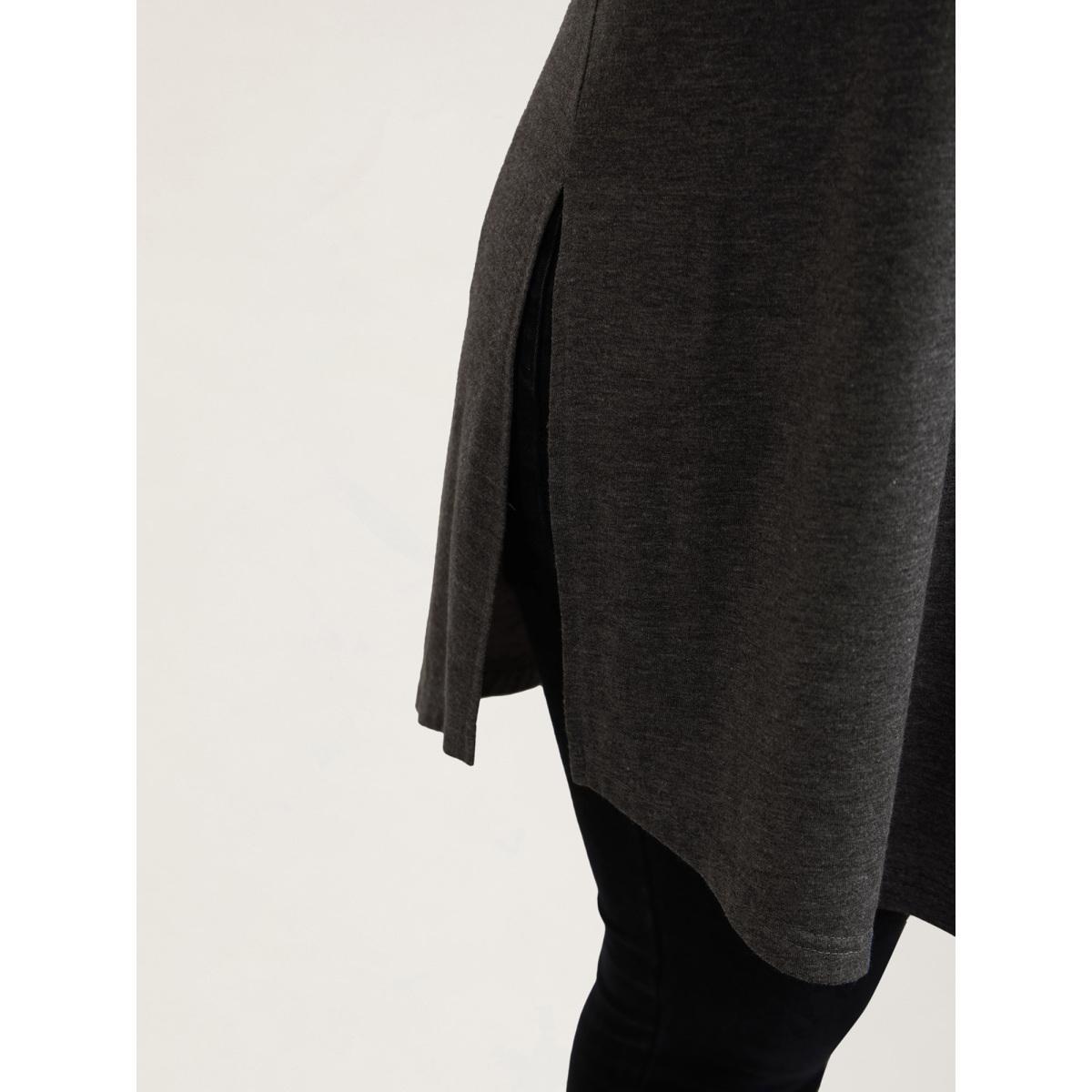 Plus Size Solid Slit Round Neck Tunic T-Shirt DimGray Women Casual Slit Round Neck Loose Everyday T-shirts BloomChic 22-24/3X Product Image