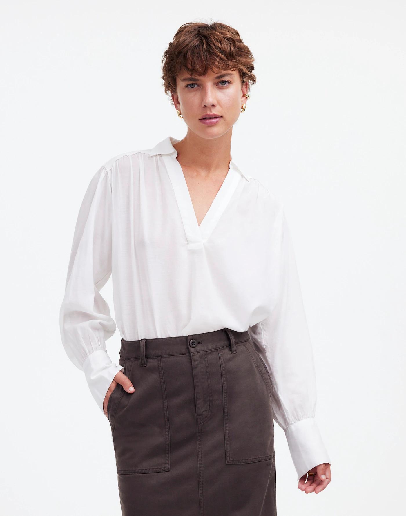 Twill Patch Pocket Midi Skirt Product Image
