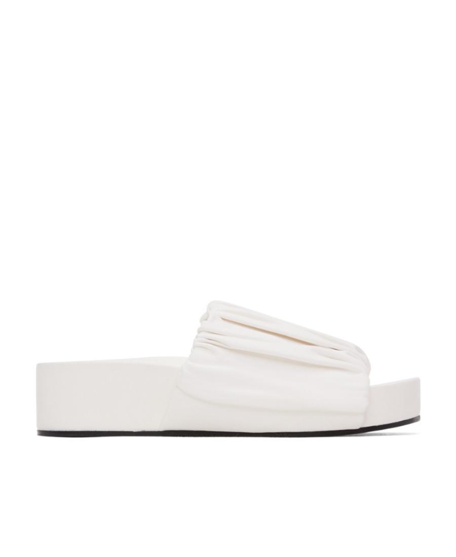 JIL SANDER Ruched Platform Sandals In White Product Image