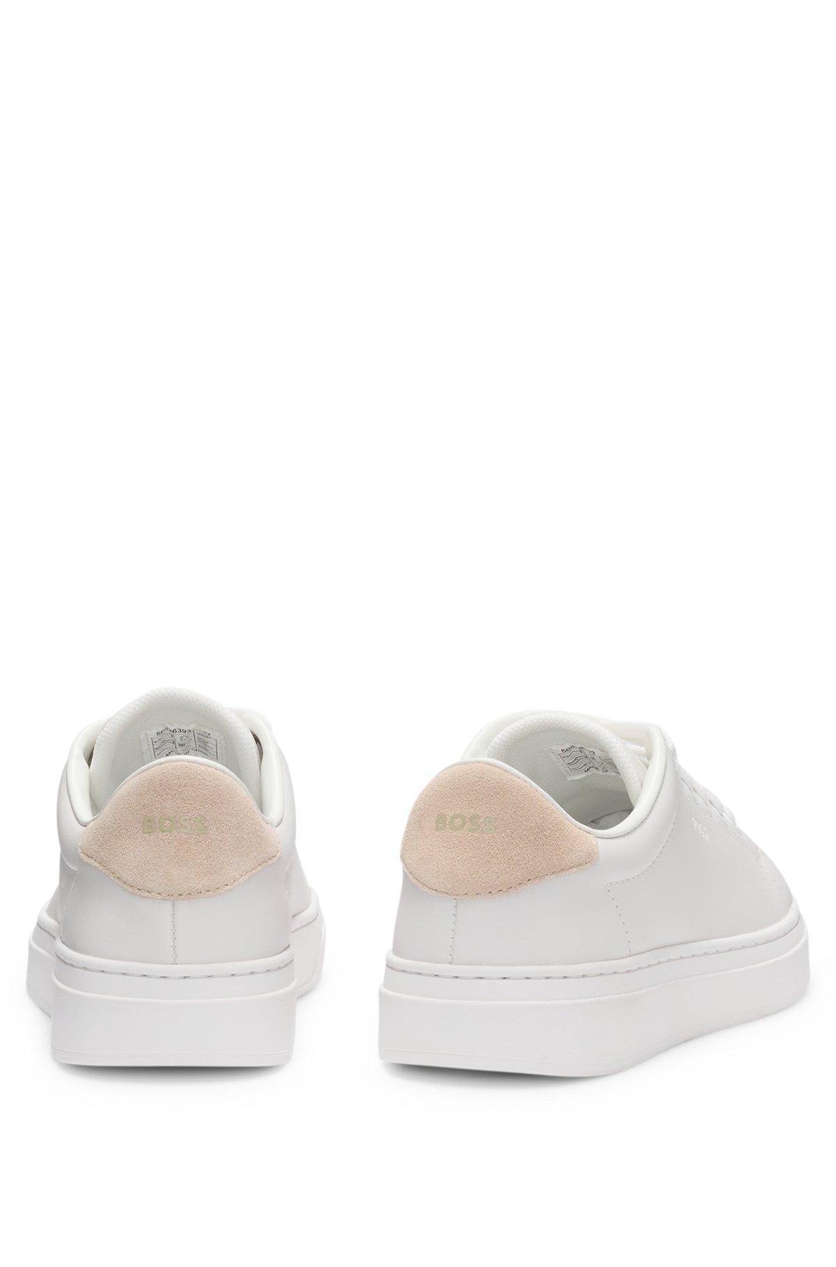 Leather trainers with suede backtab Product Image