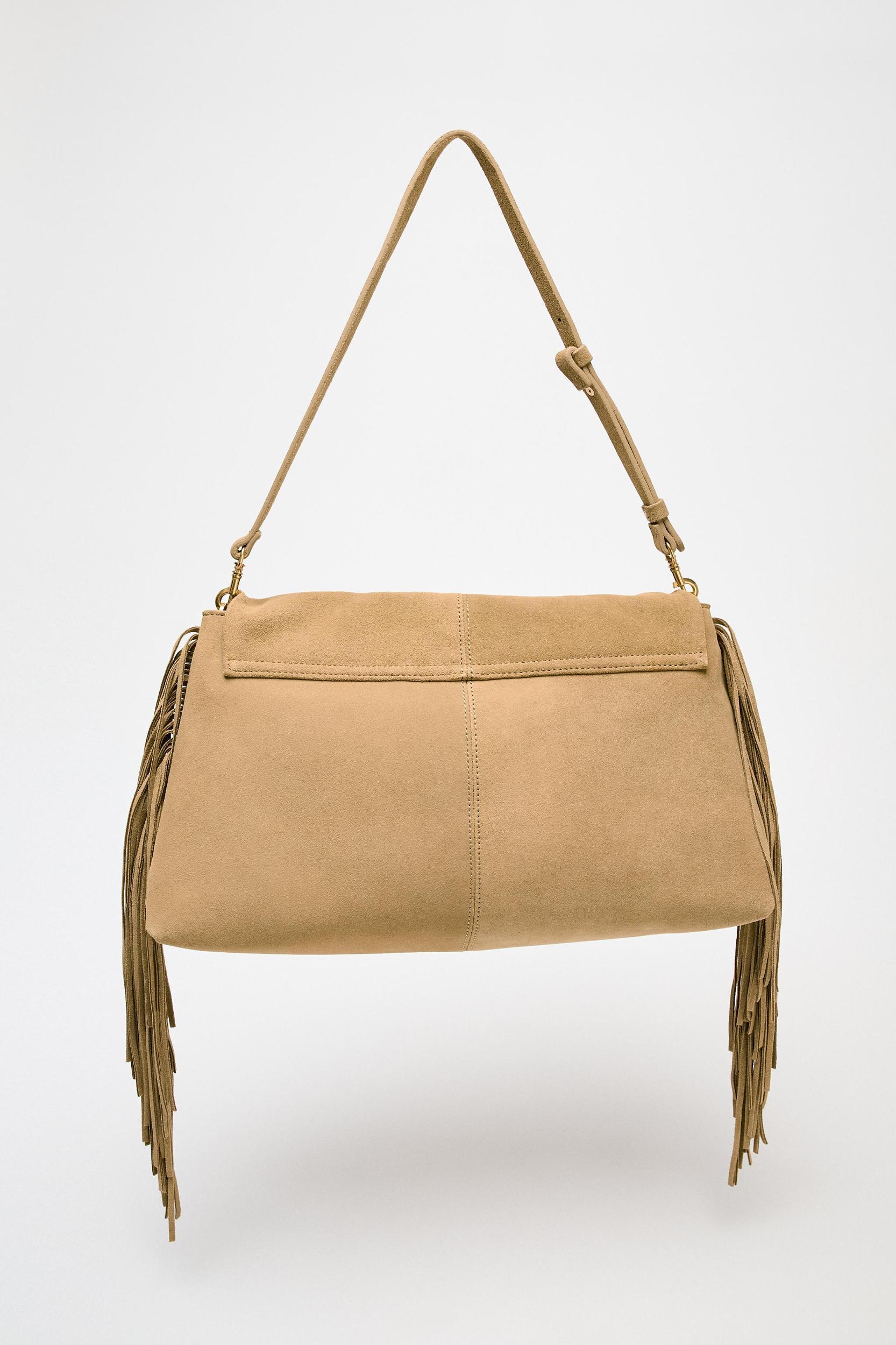 SPLIT LEATHER FRINGED CROSSBODY BAG Product Image