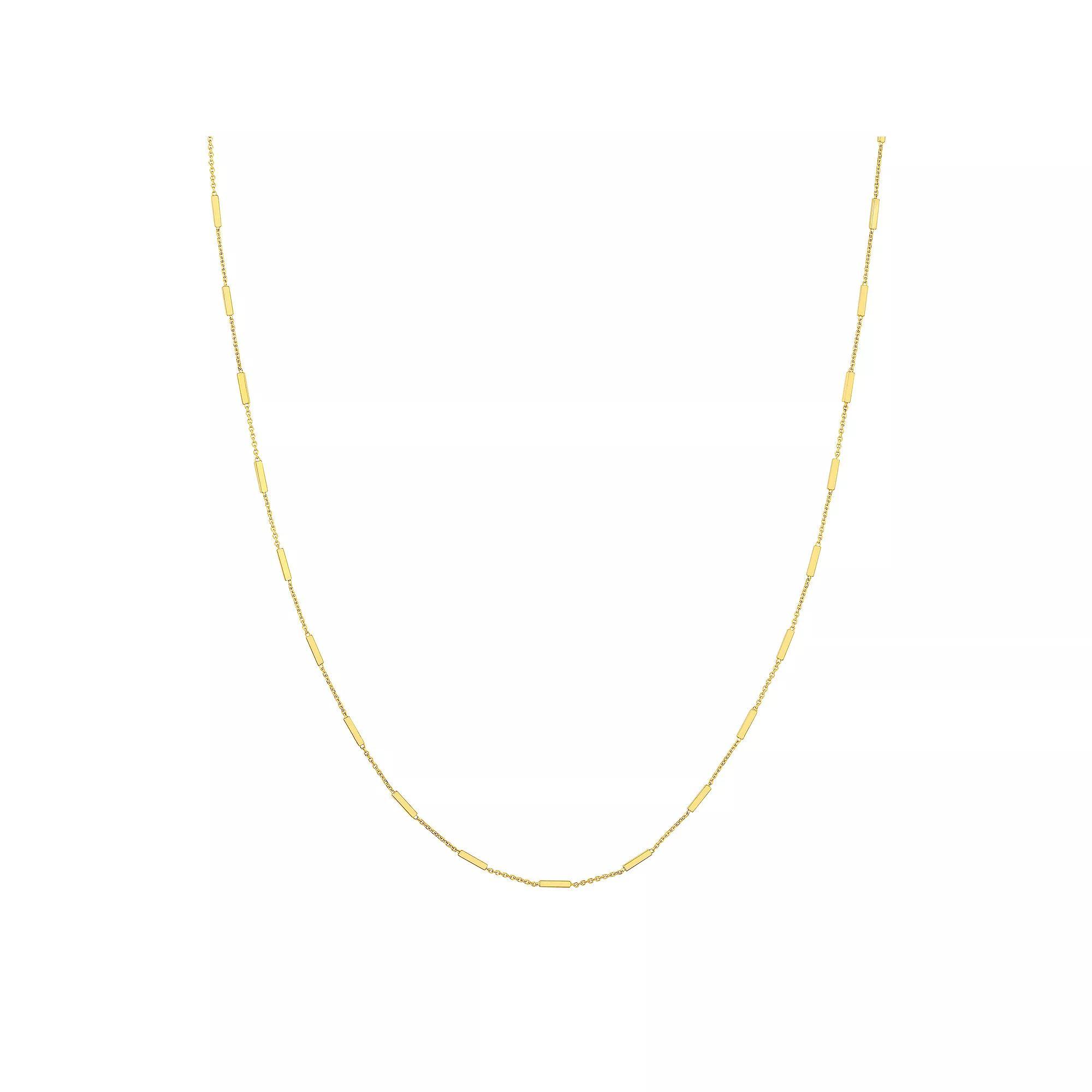 14k Gold Bar Station Cable Chain Necklace, Women's, Size: 18" Product Image