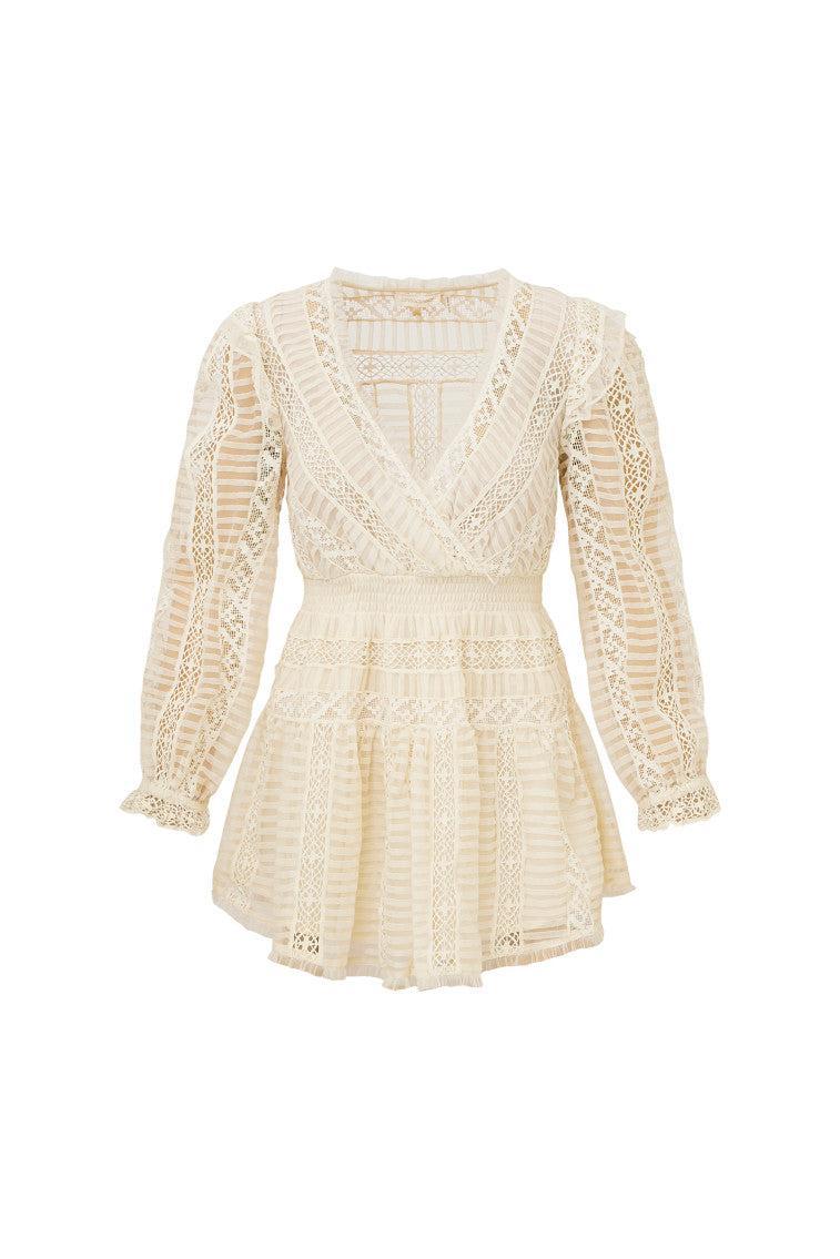 Alonsa Lace-Detailed Mini Dress - CREAM Product Image