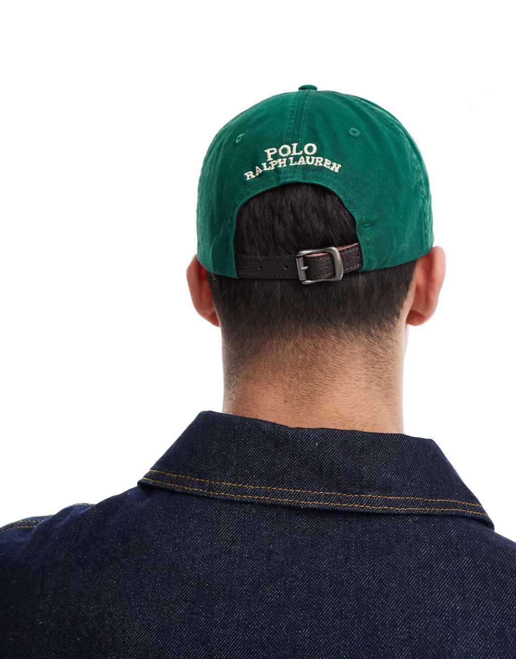Polo Ralph Lauren heritage bear logo twill baseball cap in dark green Product Image