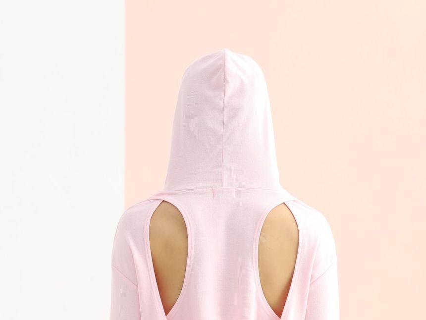 Eco-Friendly Long-Sleeve Open-Back Hoodie Product Image