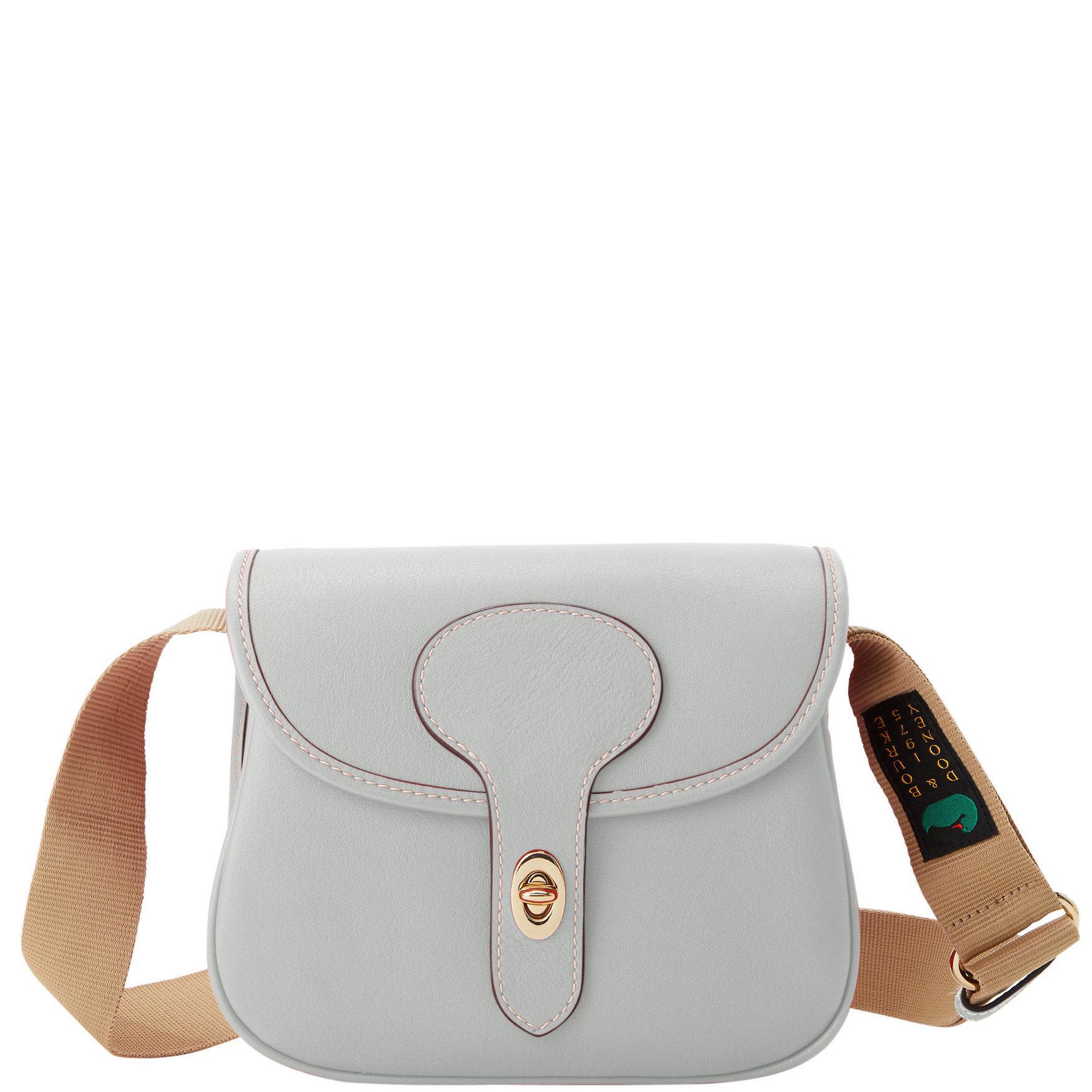 Dooney & Bourke Womens Penrose 2 Saddle 22 Leather Crossbody Bag in Fog Product Image