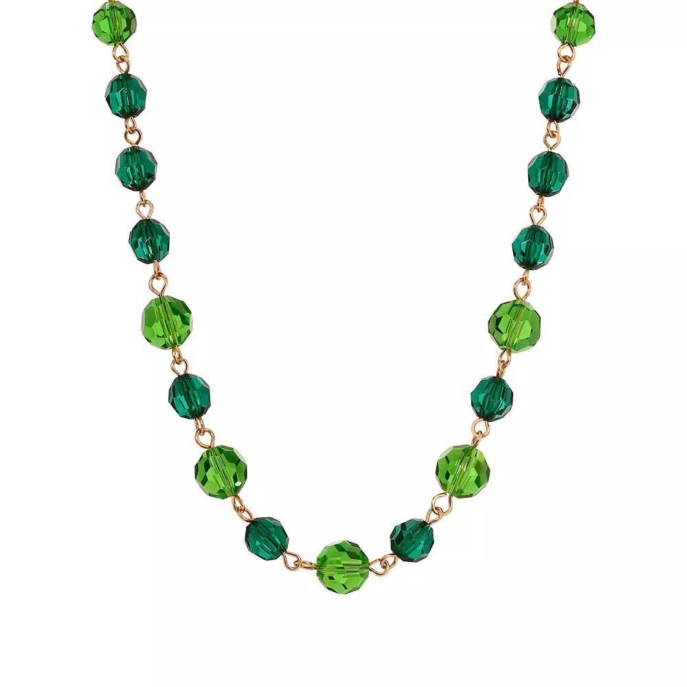 1928 Linked Faceted Bead Necklace, Womens, Green Product Image