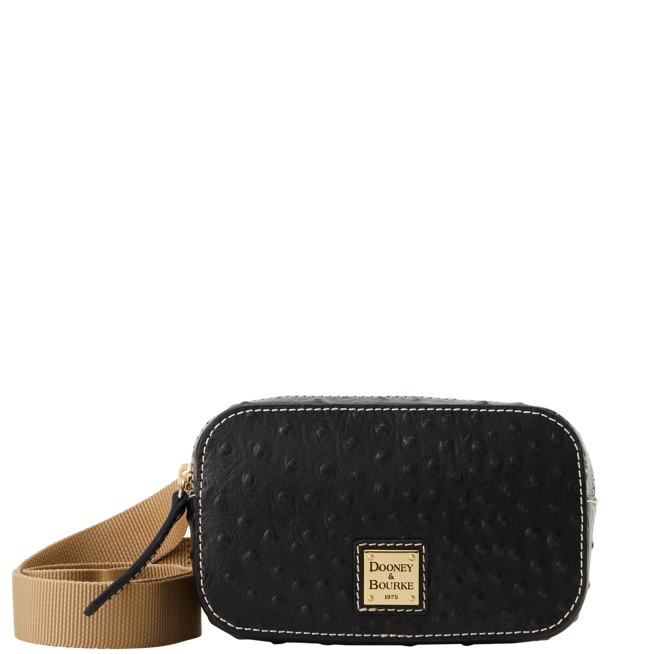 Dooney & Bourke Womens Ostrich Belt Leather Crossbody Bag in Black Product Image