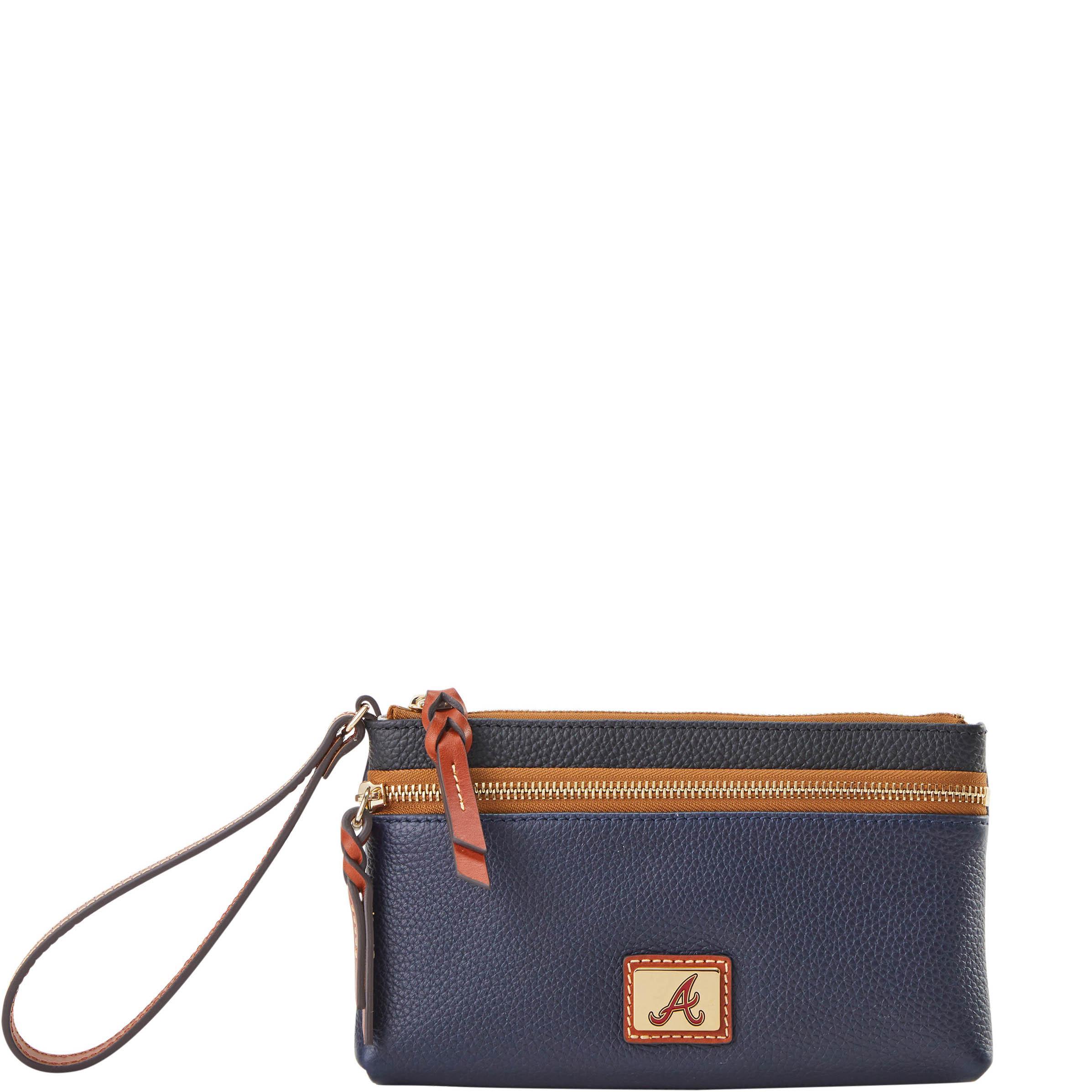Dooney & Bourke Womens MLB Braves Double Zip Coated Cotton Wristlet in Midnight Blue Product Image