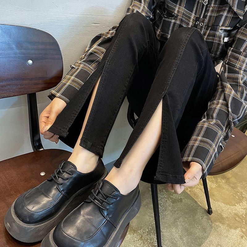 High Rise Washed Slit Bootcut Jeans (Various Designs) Product Image