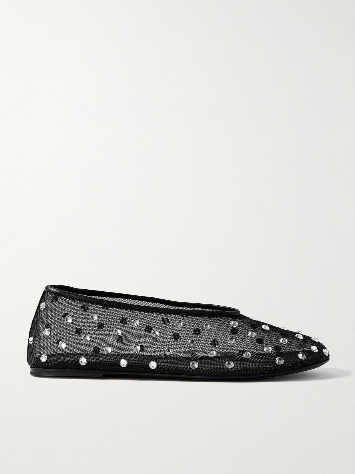 KHAITE Marcy Crystal-embellished Mesh Flats In Black Product Image