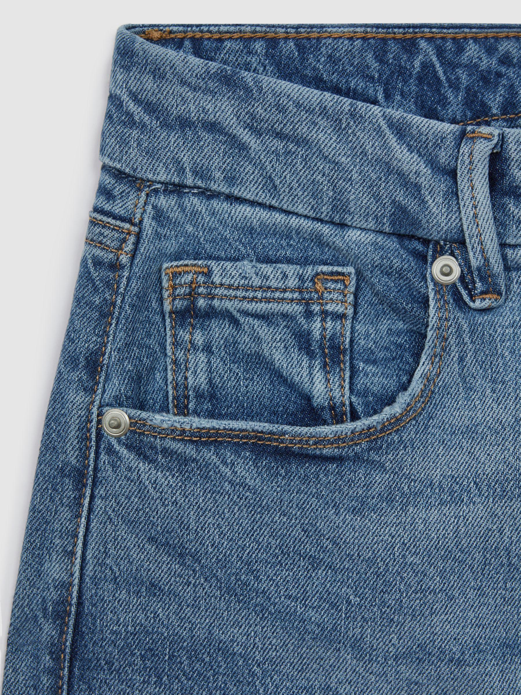 Good American Distressed Straight Leg Jeans in Indigo Product Image