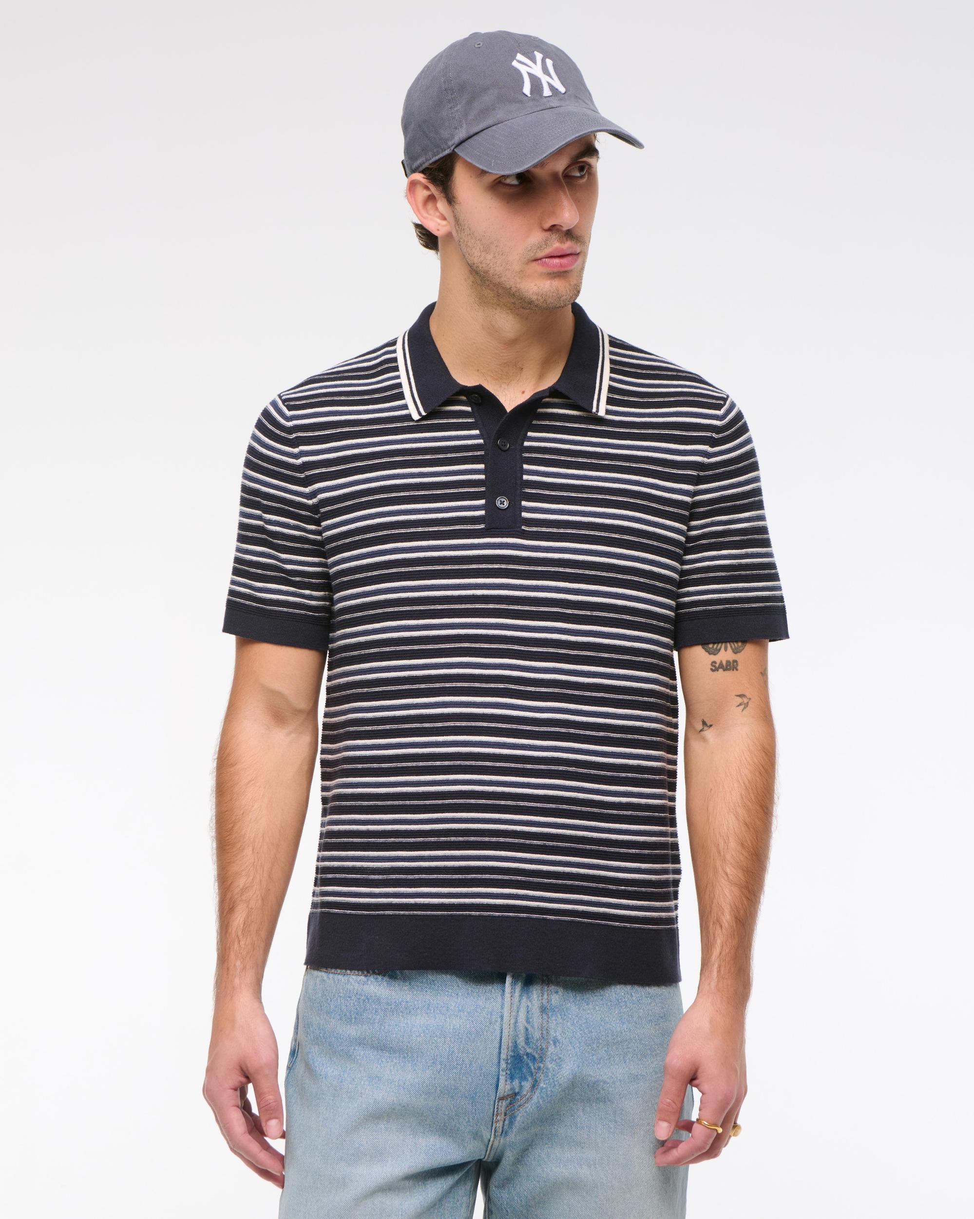 Striped 3-Button Sweater Polo Product Image