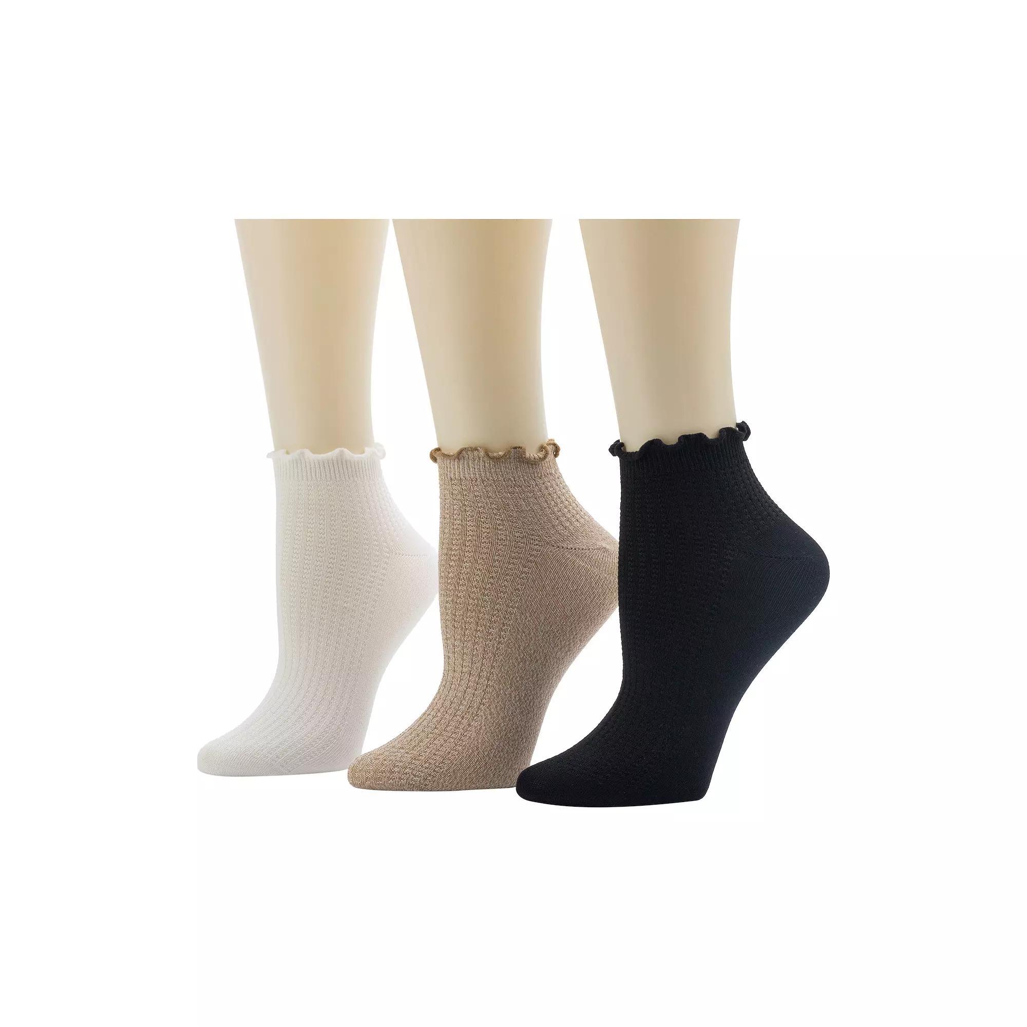 Womens Cuddl Duds 3-Pack Lettuce Welt Thermal Stitch Low-Cut Socks Product Image