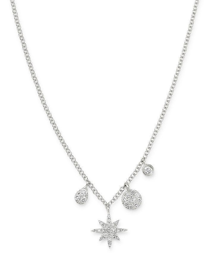 MEIRA T 14k White Gold Diamond Starburst Necklace, 18 Product Image