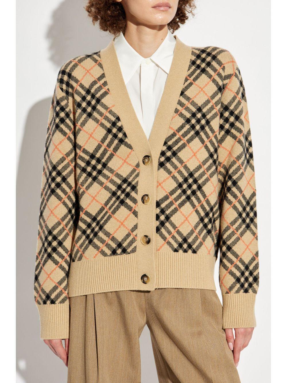 checked cashmere cardigan Product Image