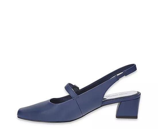 Easy Street Womens Cameo Square Toe Slingback Pumps Blue Satin Product Image