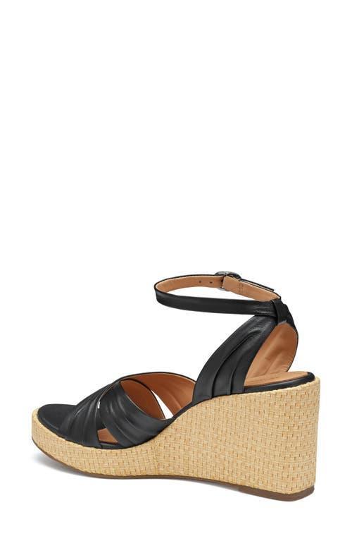 Johnston  Murphy Womens Marcia Leather Cross-Band Espadrille Platform Wedge Sandals Product Image
