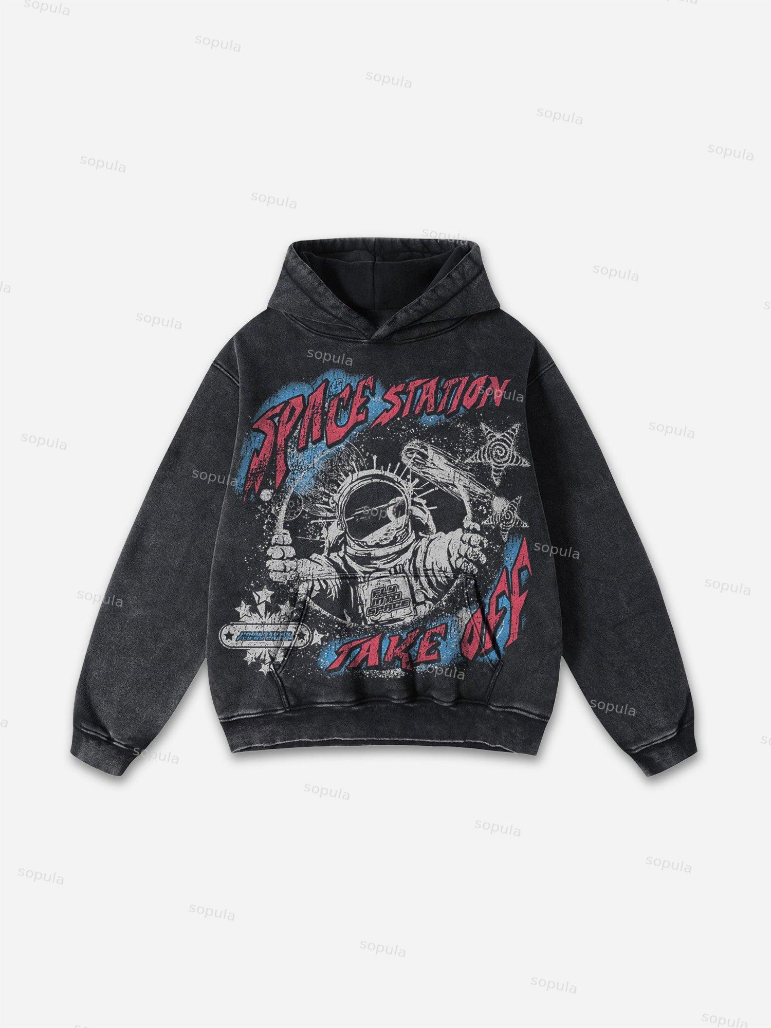 Play Dead Street Graphic Acid Wash Hoodie Product Image