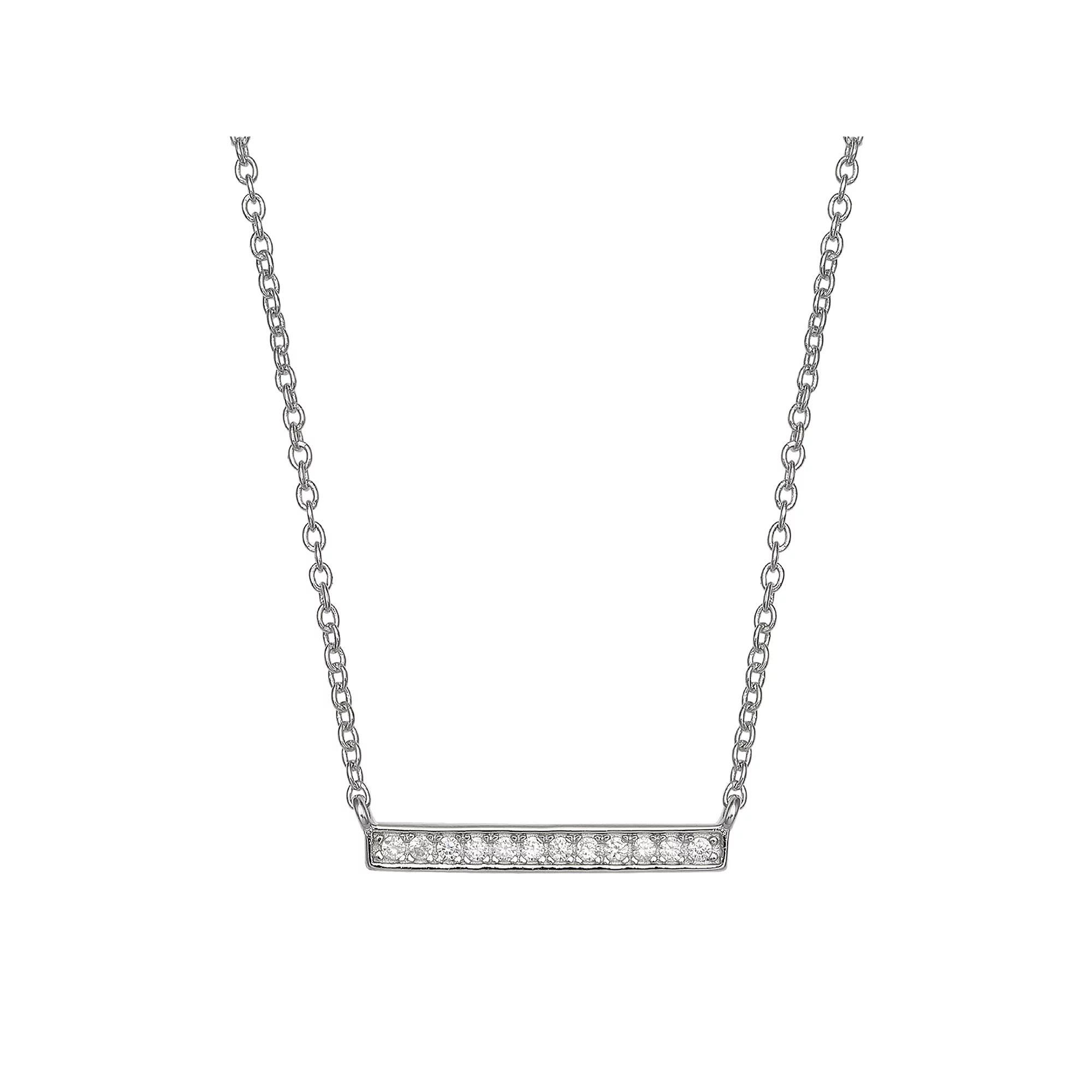 PRIMROSE Sterling Silver Cubic Zirconia Bar Necklace, Women's, Size: 18" Product Image