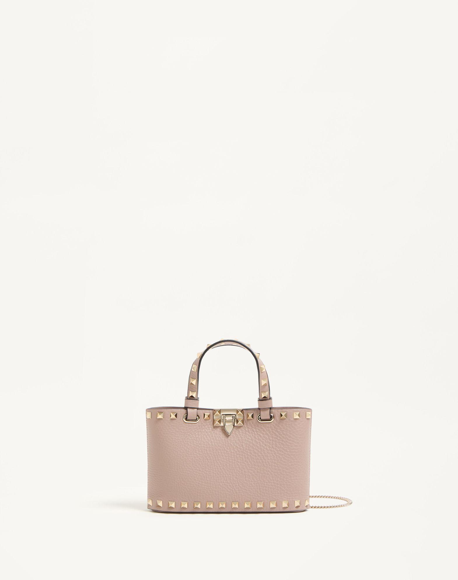 Mini Rockstud Shopping Bag In Grainy Calfskin Product Image