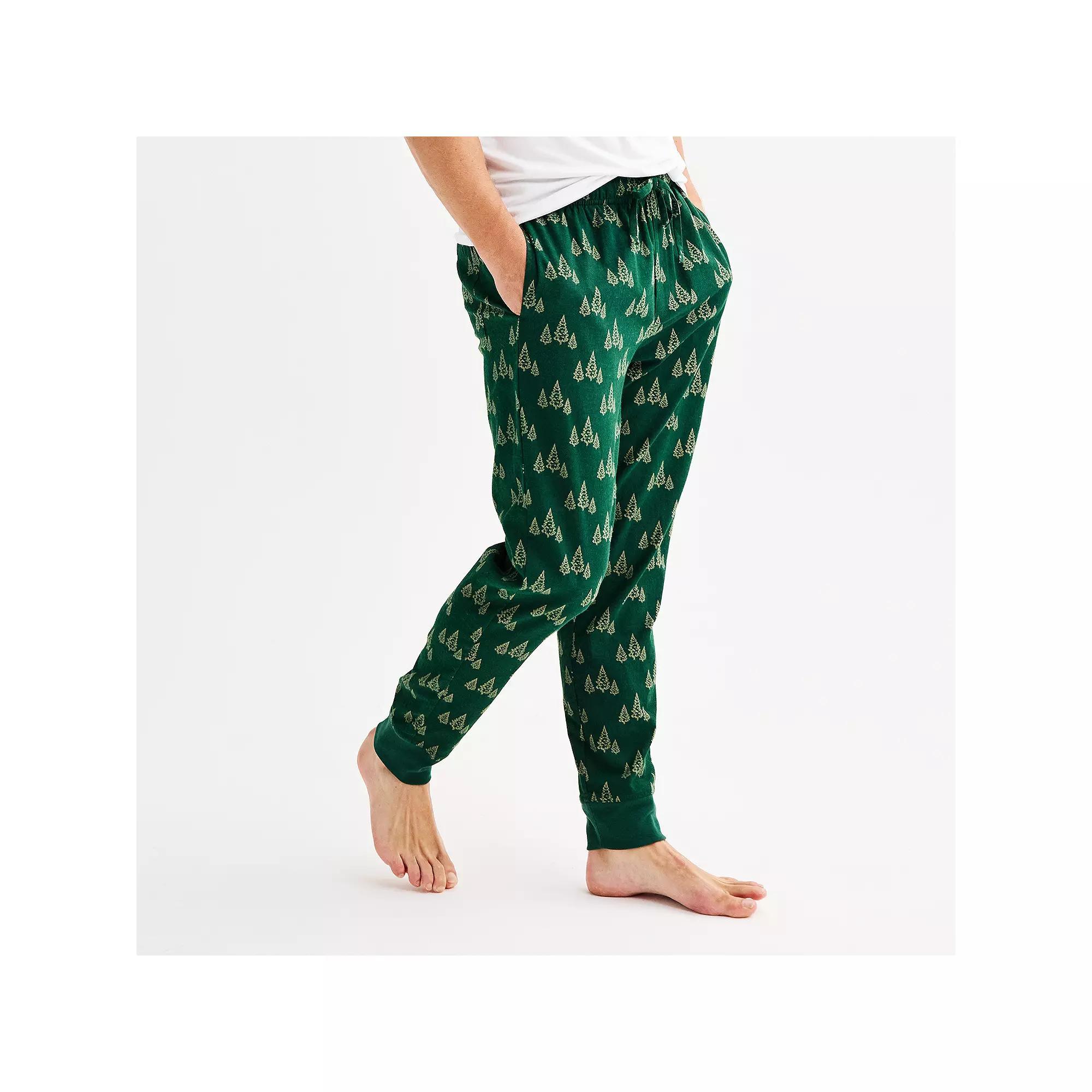 Men's Sonoma Goods For Life® Banded Bottom Flannel Pajama Pants, Size: Large, Green Pine Print Product Image