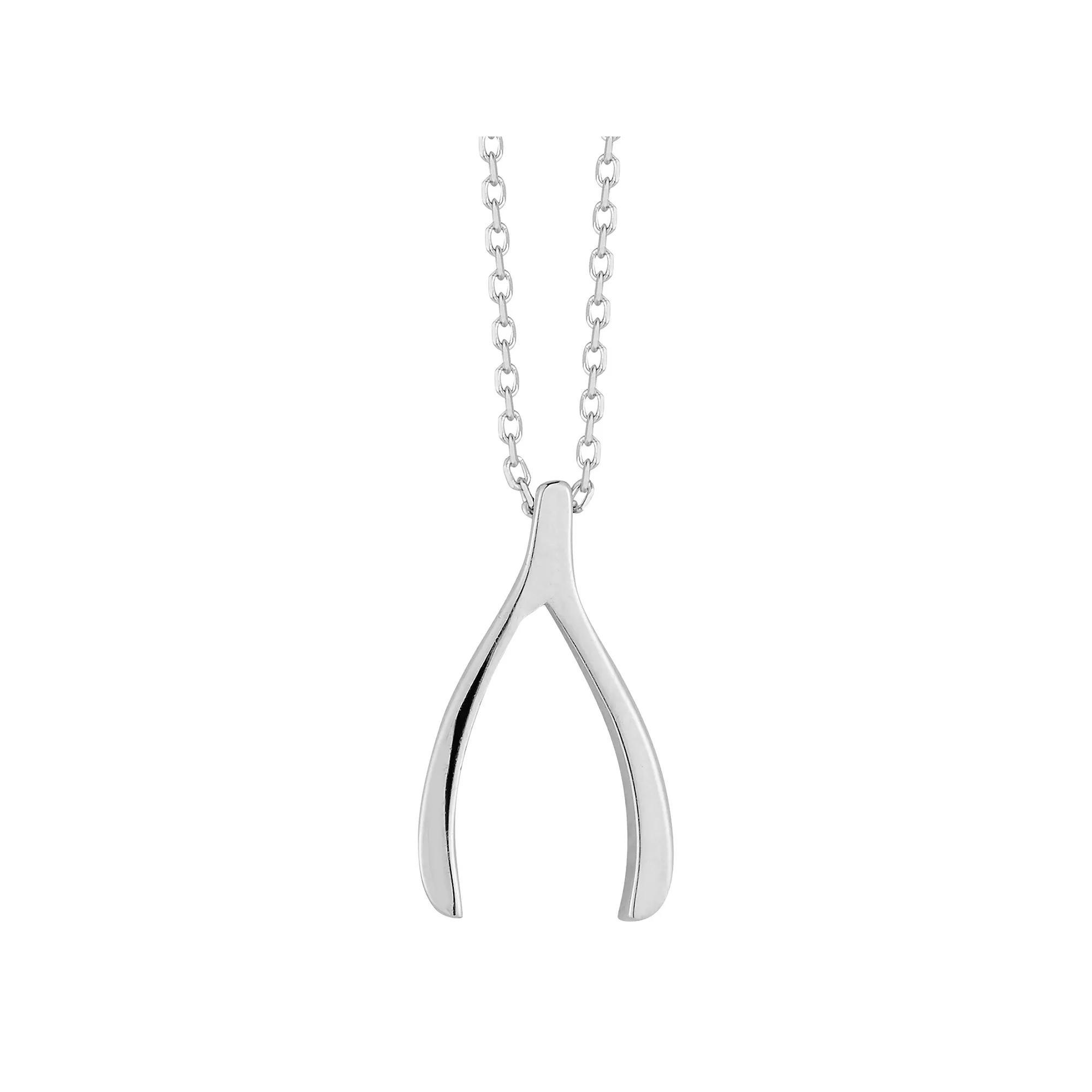LUMINOR GOLD Wishbone Pendant Necklace, Women's, Size: 18", White Product Image